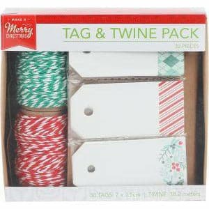 Image of Make A Merry Christmas Tag and Twine Pack Traditional 32 Pieces