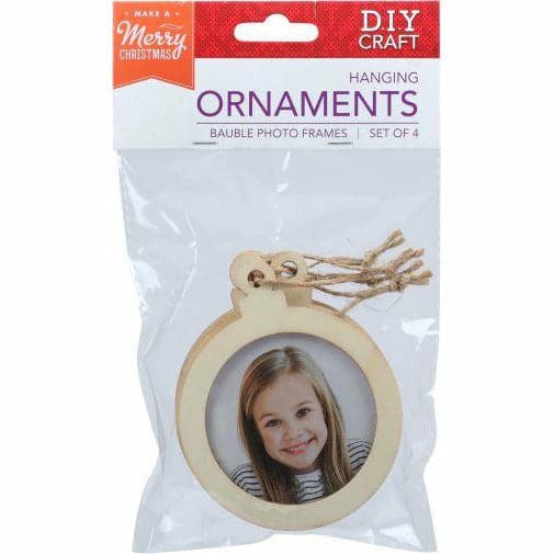 Image of Make A Merry Christmas Plywood Bauble Photo Frame (4 Pack)