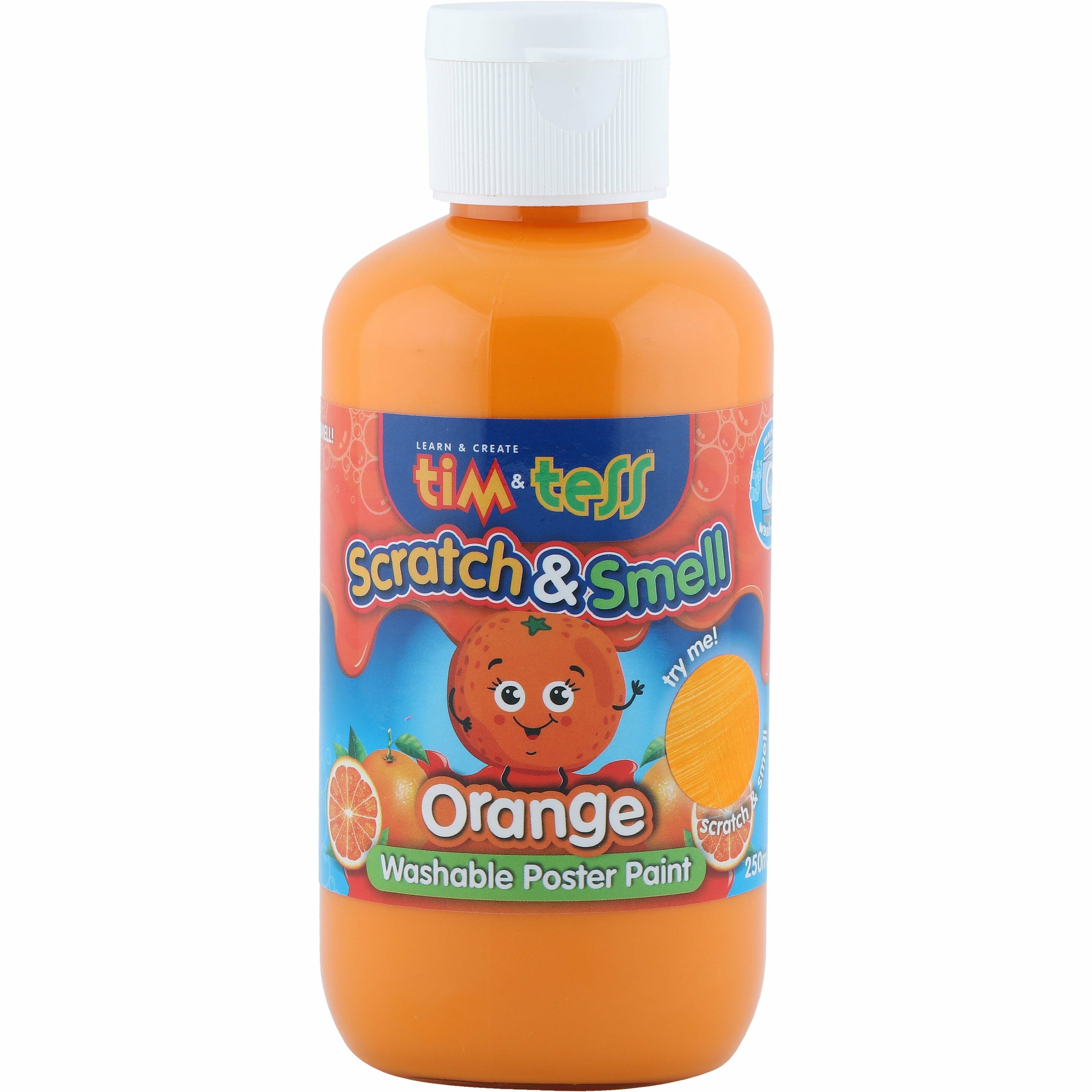 Image of Tim & Tess Scratch & Smell Childrens Washable Poster Paint Orange 250ml