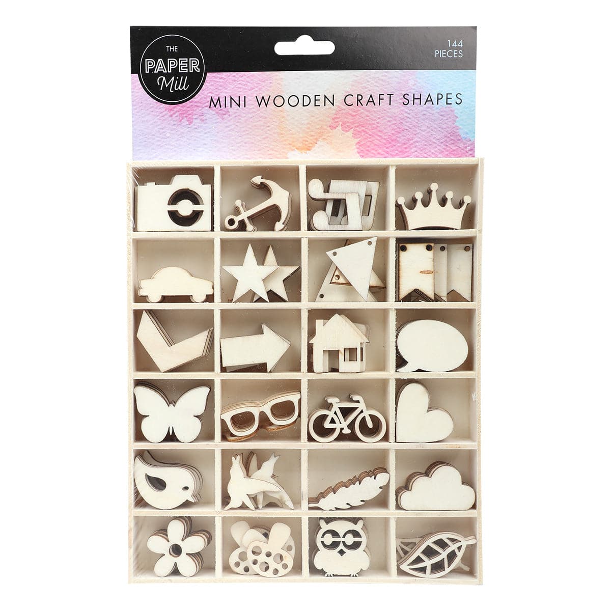 Image of The Paper Mill Mini Wooden PlywoodShapes 144 Pieces