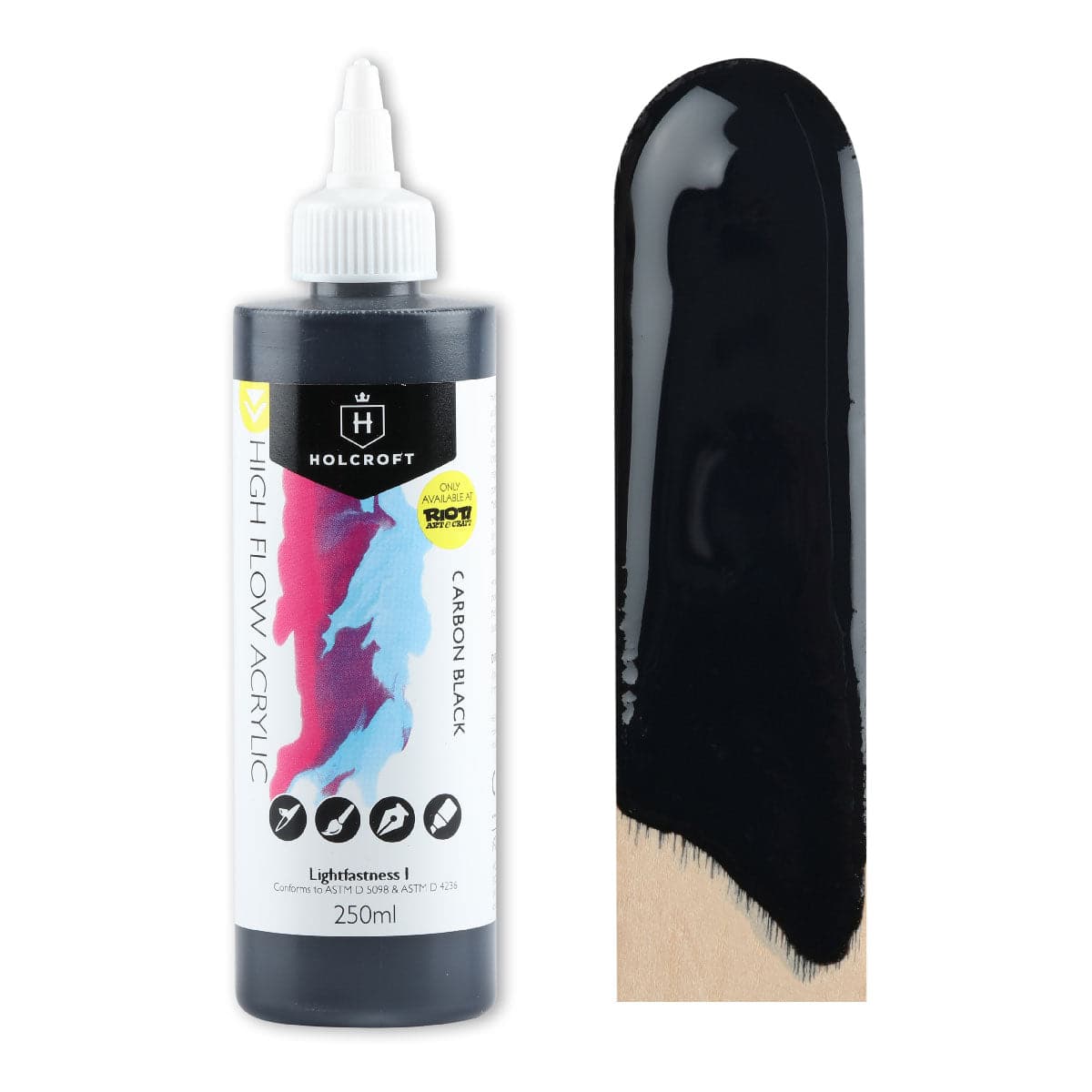 Image of Holcroft High Flow Acrylic Paint Carbon Black 250ml