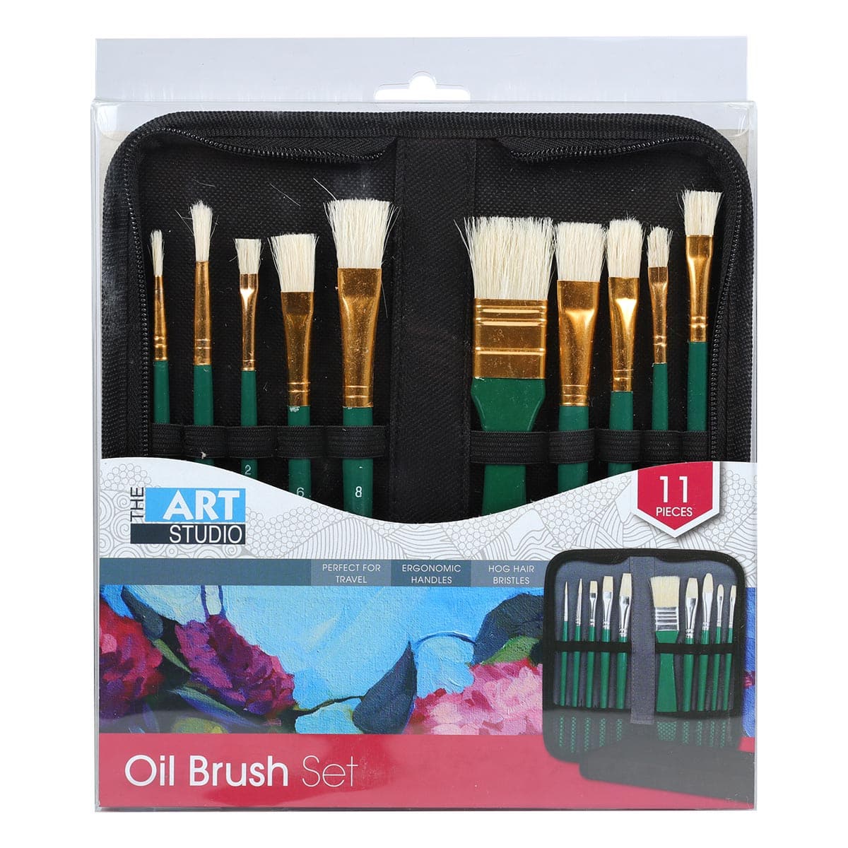 Image of The Art Studio Oil Brush Wallet 11 Pieces