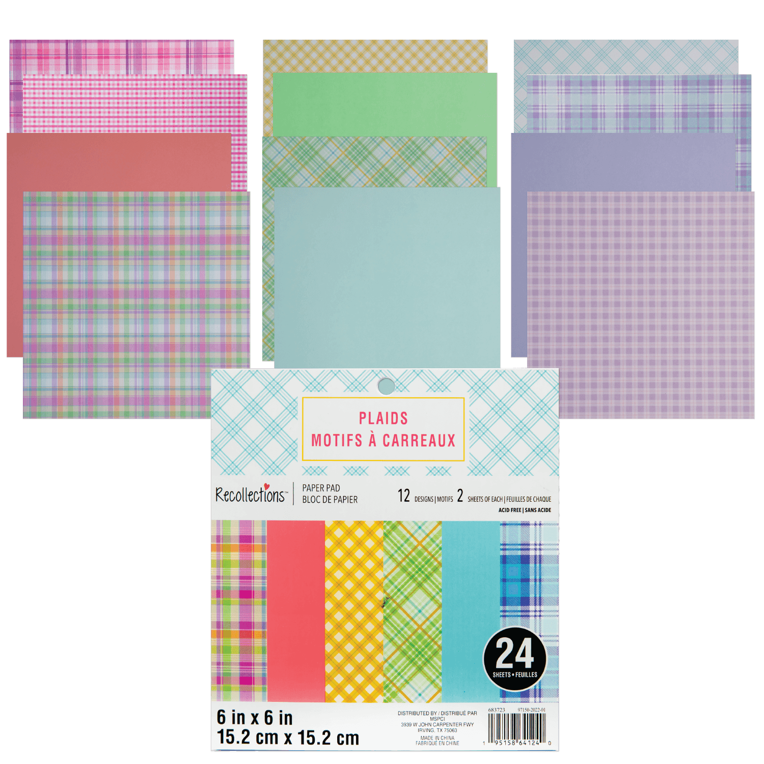 Image of Recollections Plaids 6x6 Inch Printed Paper Pad 24 sheets