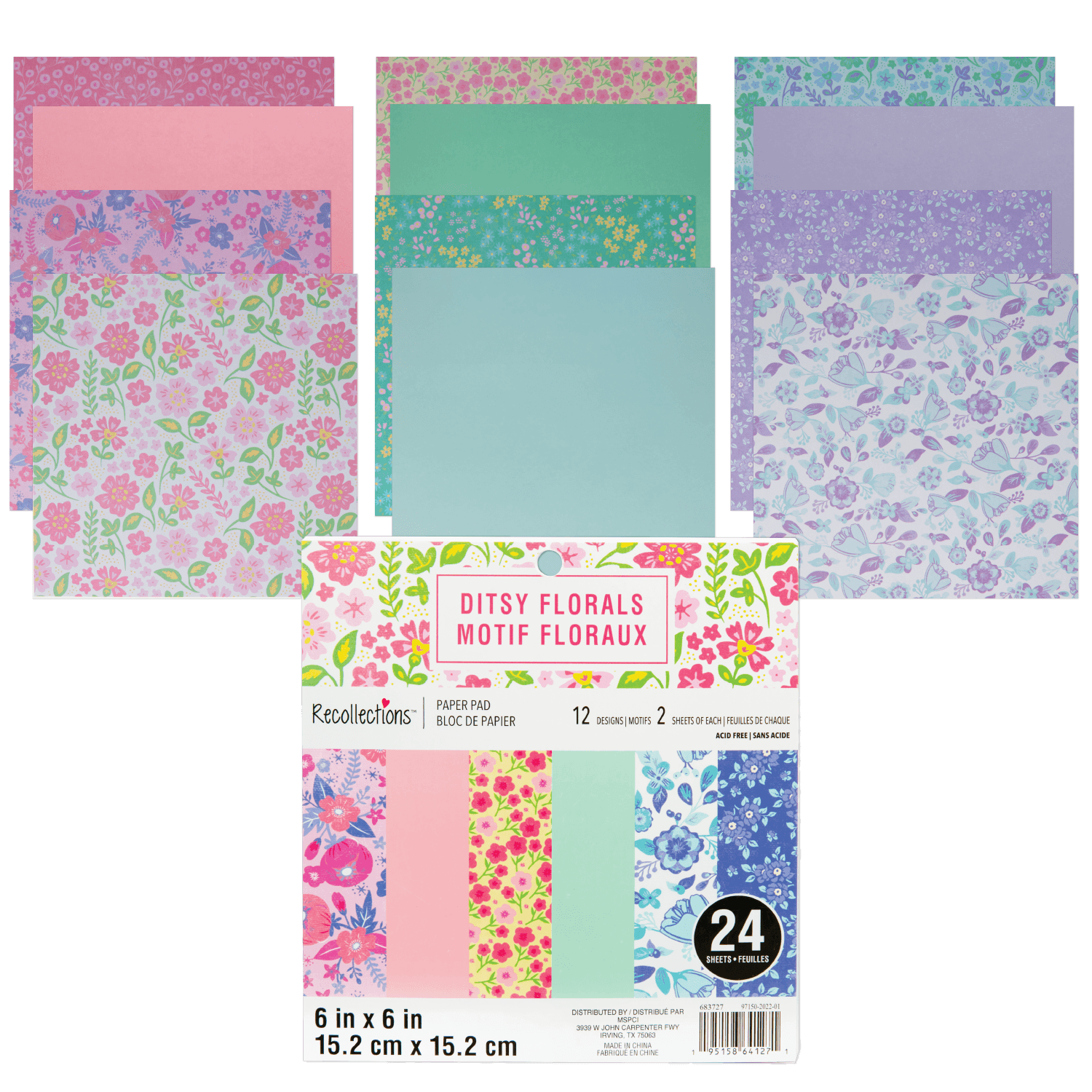 Image of Recollections Ditsy Florals 6x6 Inch Printed Paper Pad 24 sheets