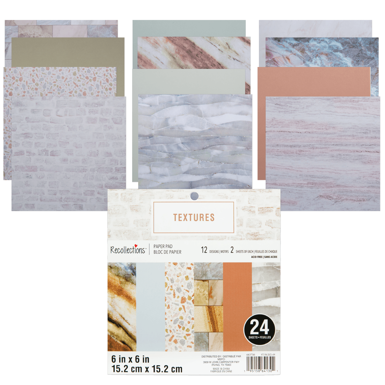 Image of Recollections Textures 6x6 Inch Printed Paper Pad 24 sheets