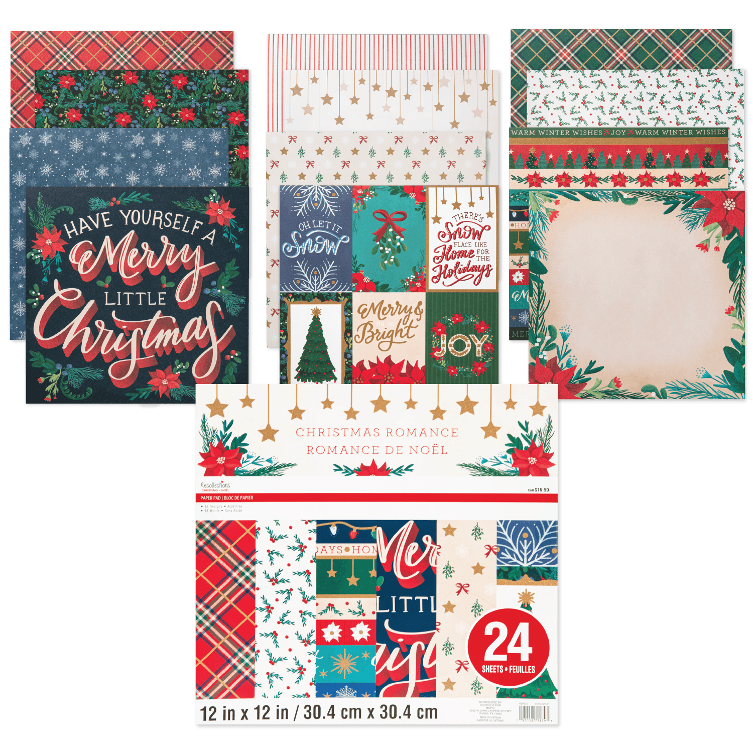 Image of Recollections Paper Pad 12X12 Christmas Romance 24 Sheets