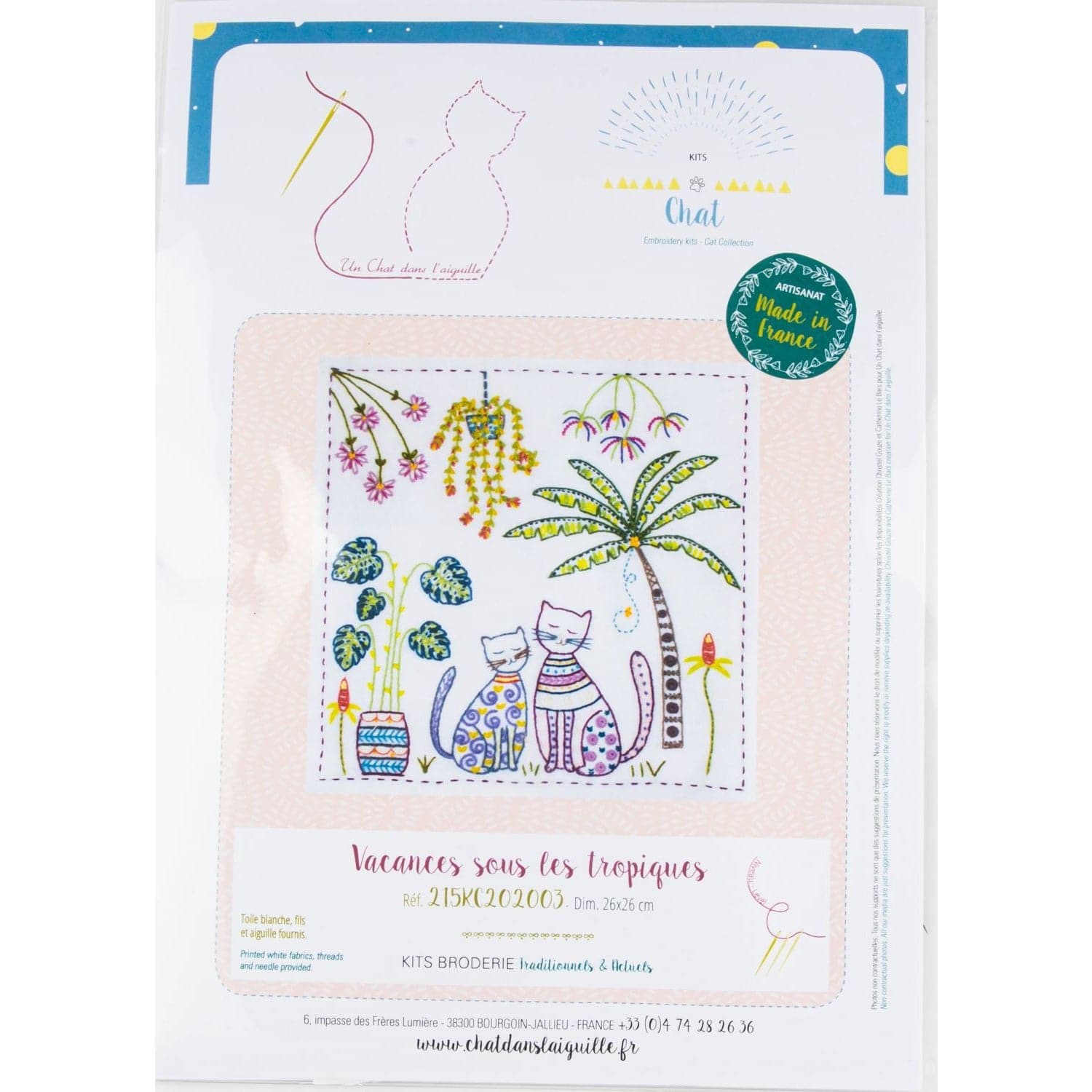 Image of A Cat's Life - Vacation in the Tropics Embroidery Kit 26x26cm