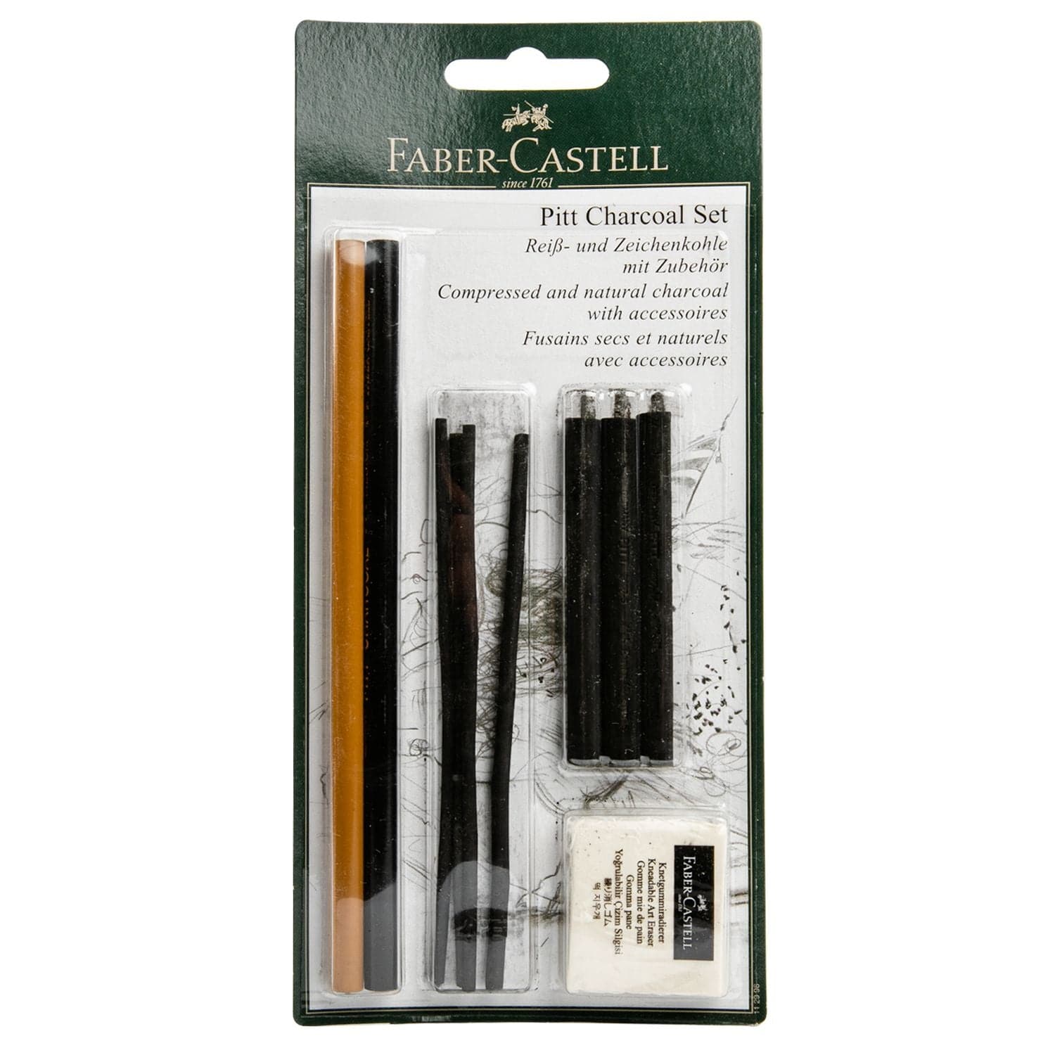 Image of Faber Castell PITT Mixed Media Charcoal Set Assorted 9 Pack