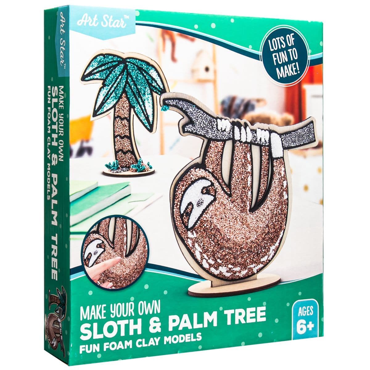 Image of Art Star Foam Clay Sloth and Palm Tree