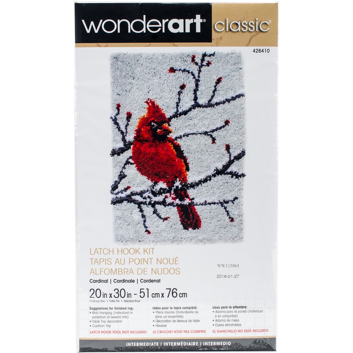 Image of Wonderart Classic Latch Hook Kit 50x76cm Cardinal