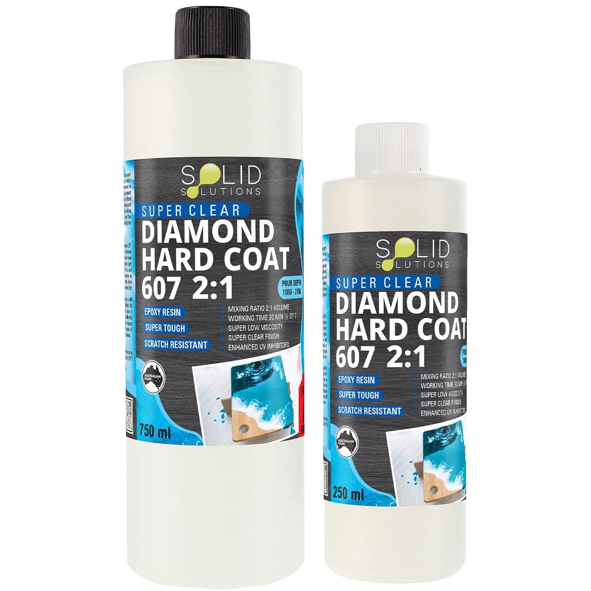 Image of Solid Solutions Diamond Hard Coat 607 UV Resistant Premium Epoxy Resin 2:1 750ml Beginner Kit