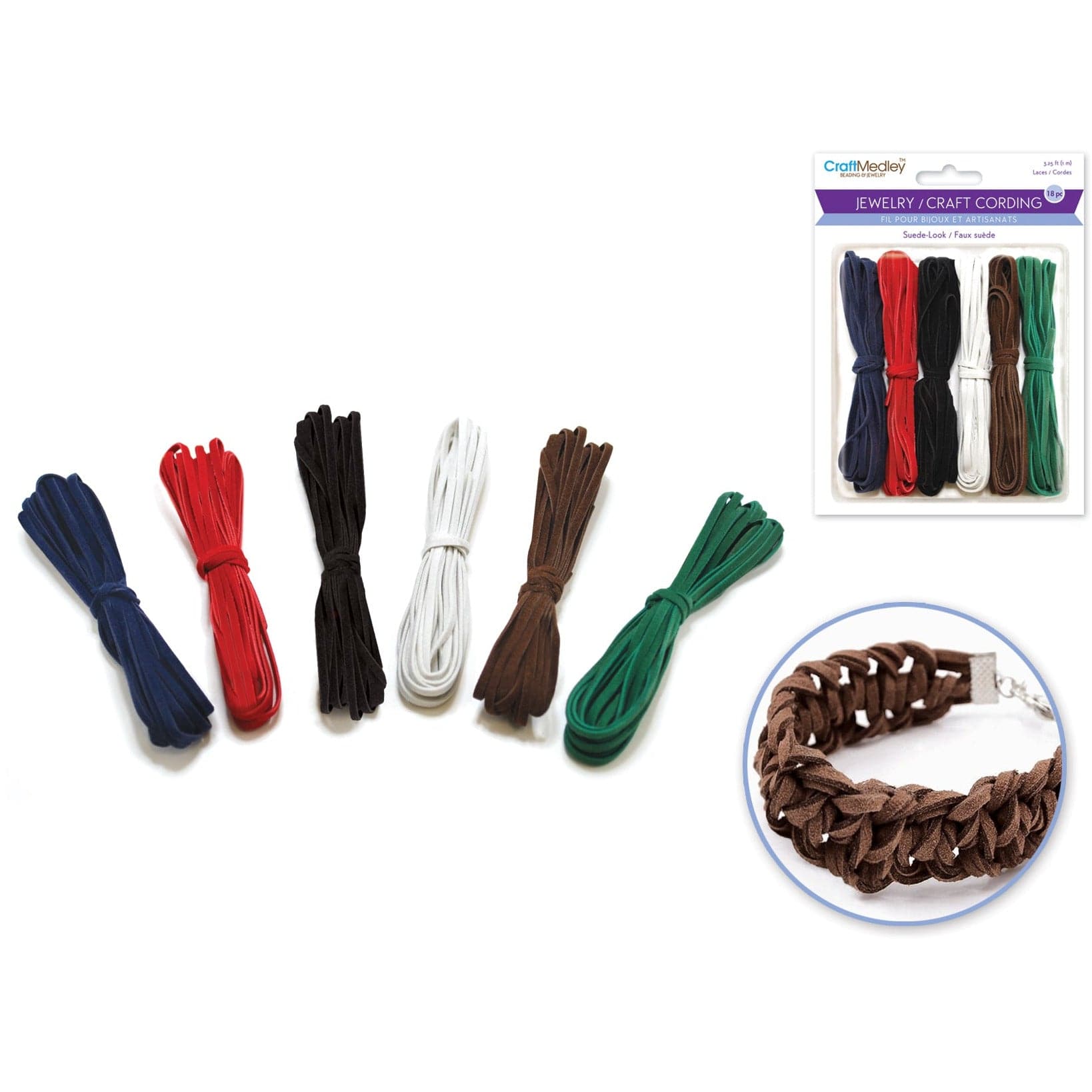 Image of MultiCraft Jewellery Craft Cord: Suede Look-Assorted Darks Collection, 18m (6 Colours)