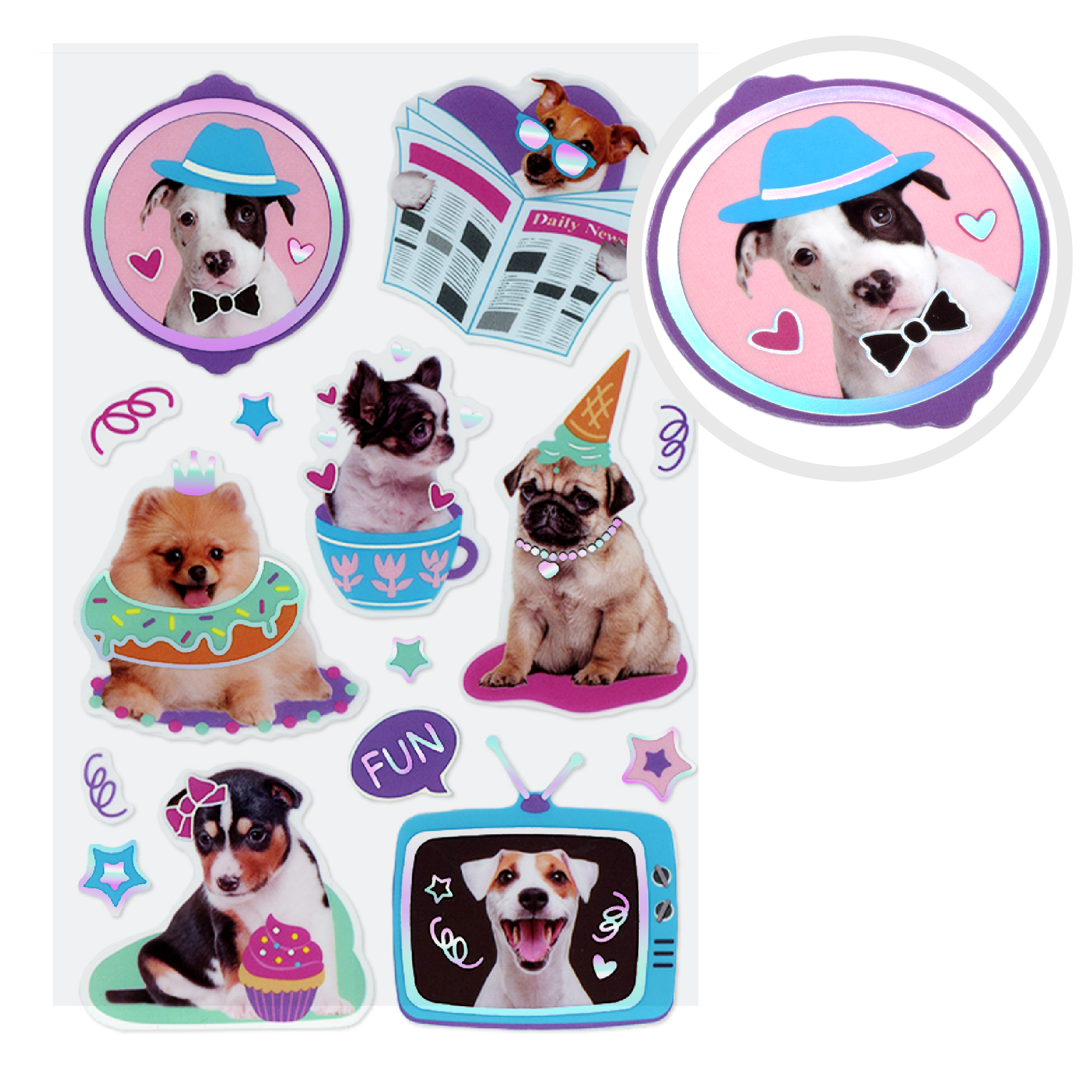 Image of MultiCraft Paper Craft Sticker: Foil Accents Clear-Dog Fun 14x21cm