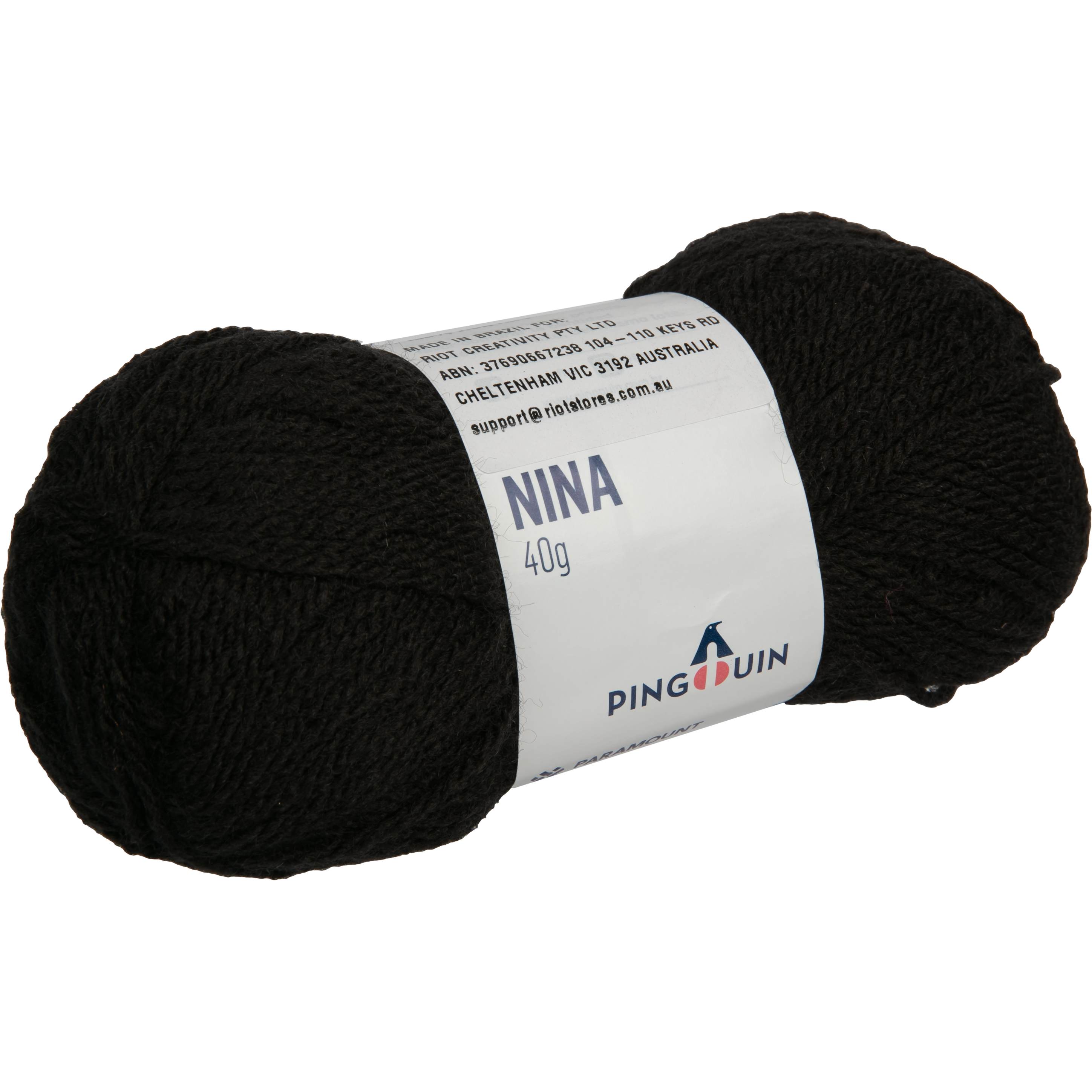 Image of Pingouin Nina 100% Acrylic Yarn 40g Ball 106m-Preto