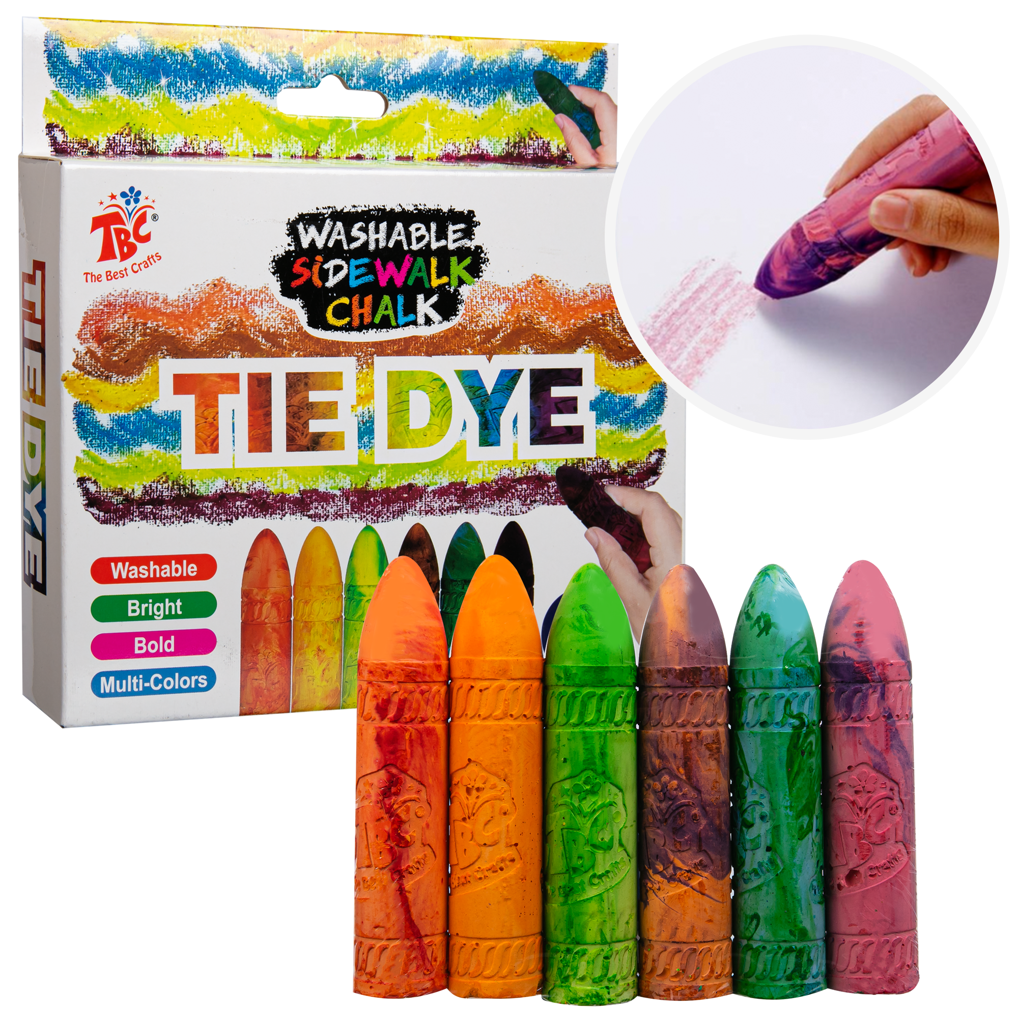 Image of TBC Washable Tie Dye Sidewalk Chalk (6 Piece)