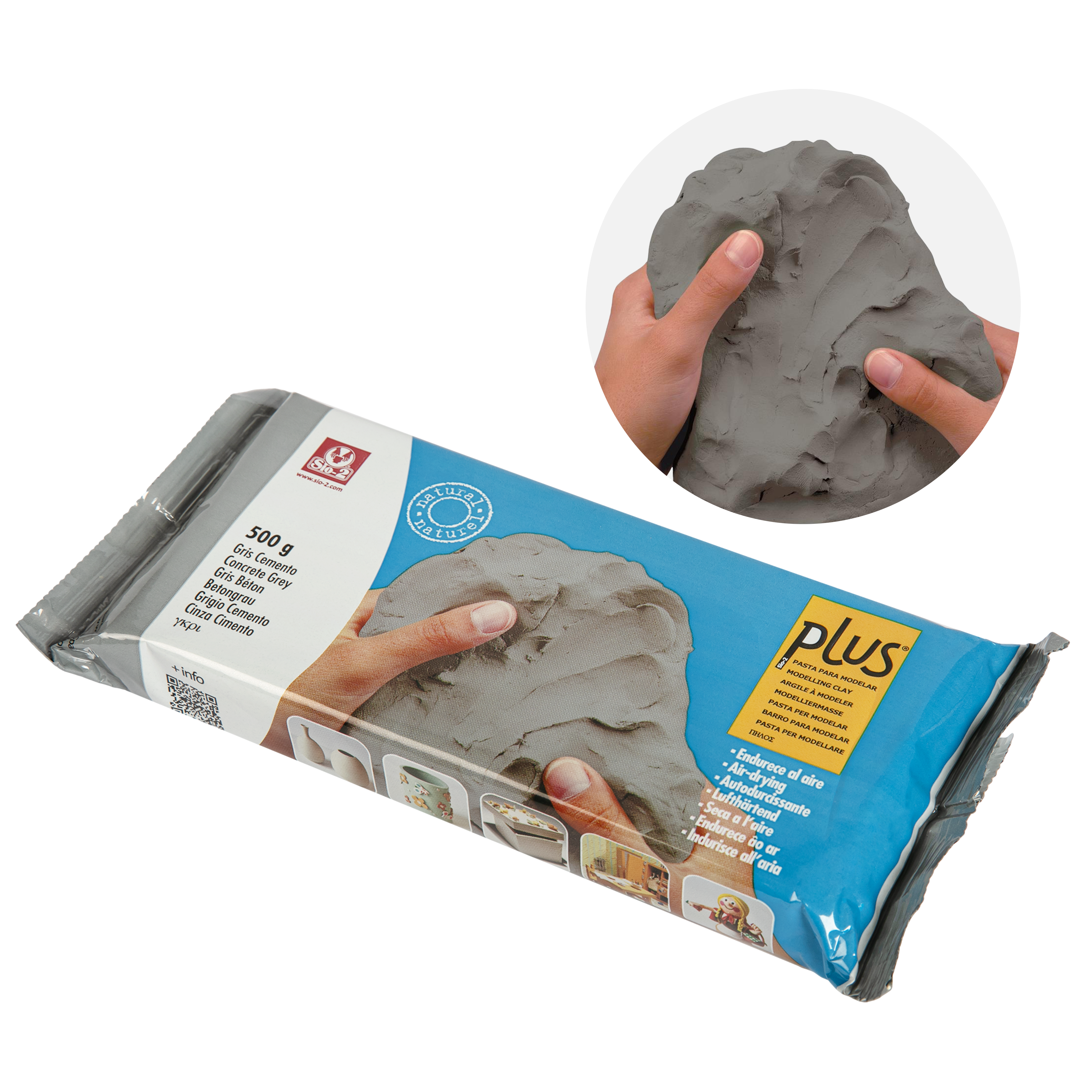 Image of Plus Natural Self Hardening Clay (Air Dry) Concrete Grey 500g