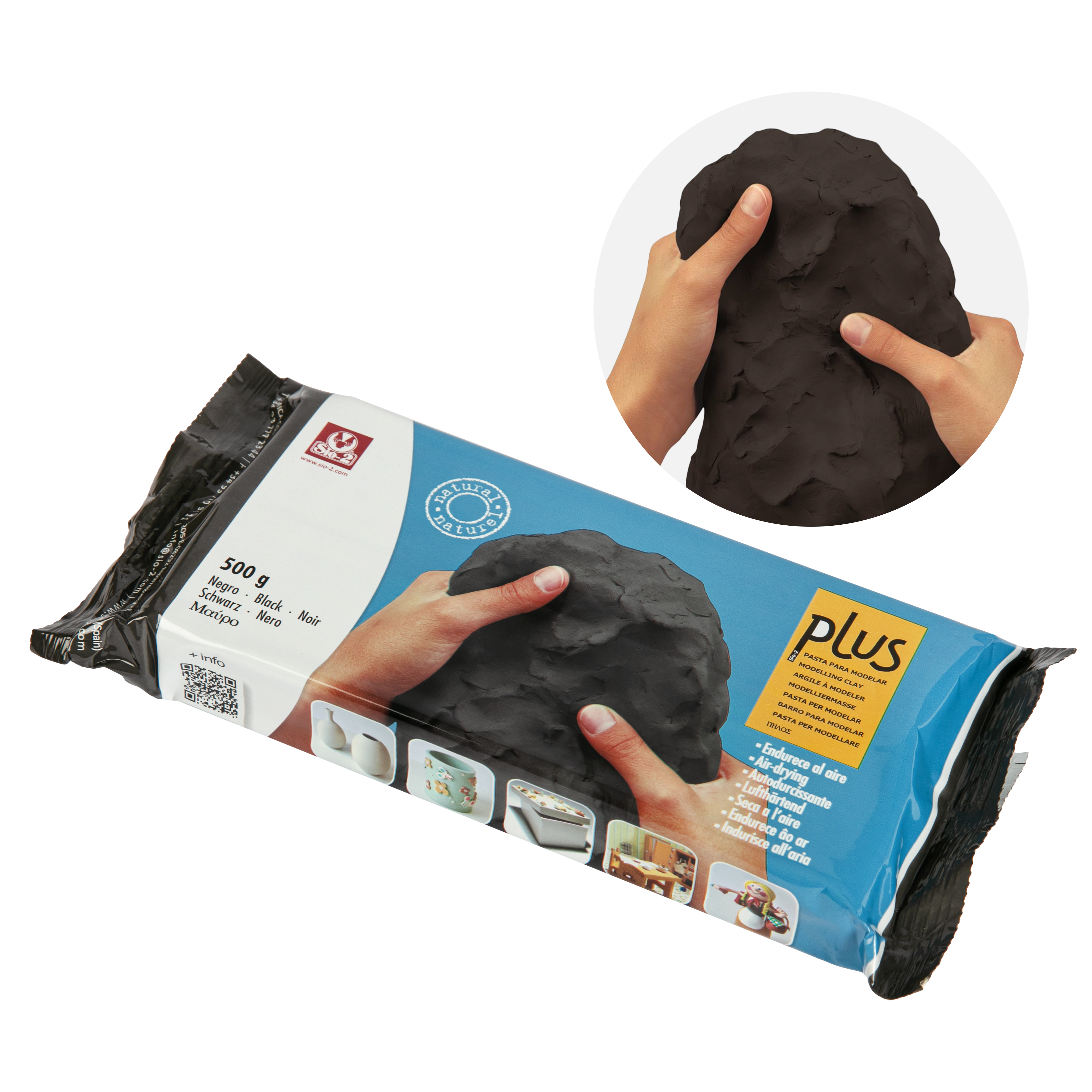 Image of Plus Natural Self Hardening Clay (Air Dry) Black 500g