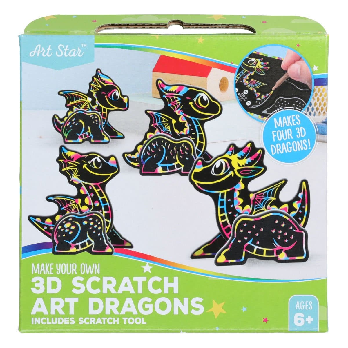 Image of Art Star Make Your Own 3D Scratch Art Dragons Kit