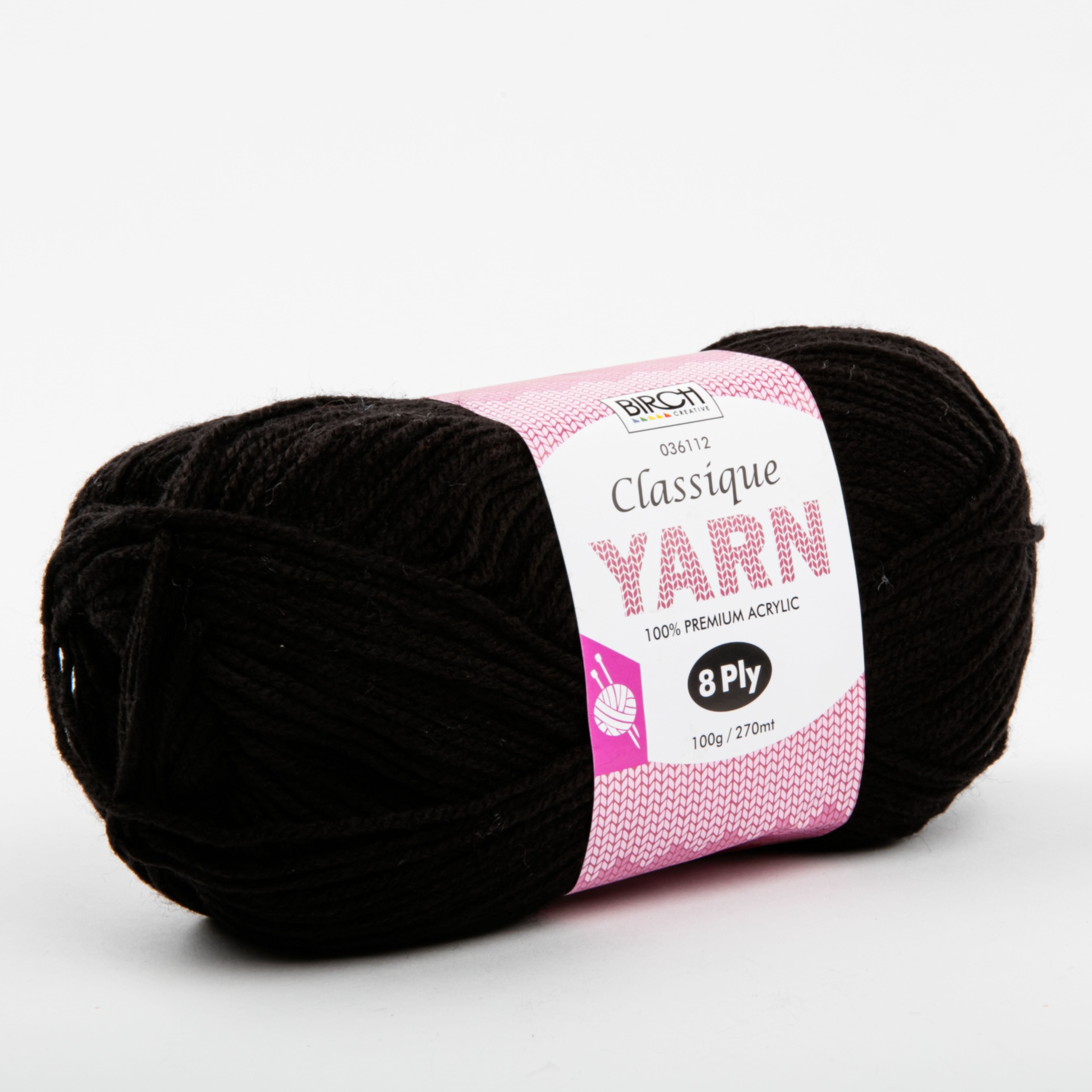 Image of Birch Classique Knitting Yarn 100% Premium Acrylic 100G Ball 8Ply -Black