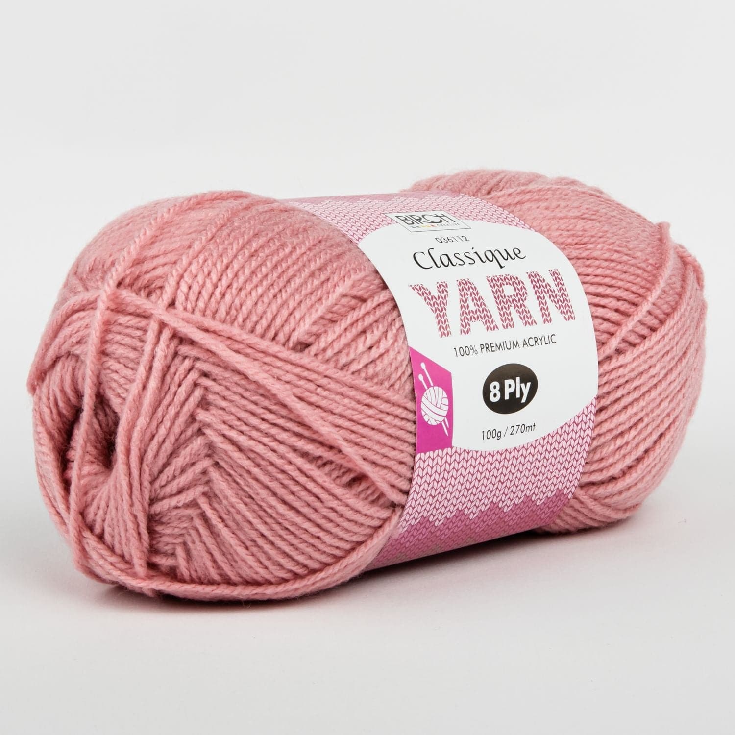 Image of Birch Classique Knitting Yarn 100% Premium Acrylic 100G Ball 8Ply -Rose