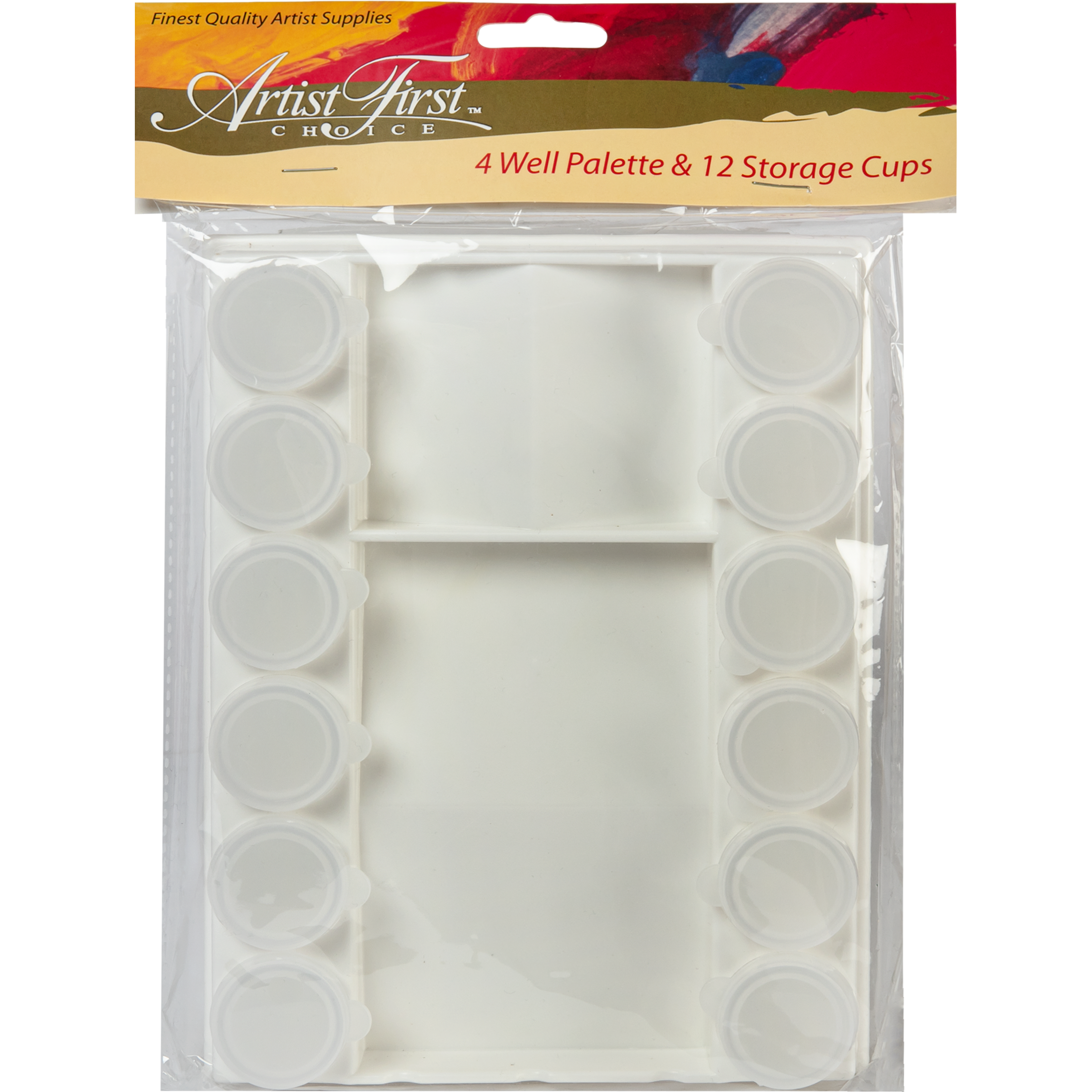 Image of Artist First Choice 4 Well Plastic Palette With 12 Storage Cups