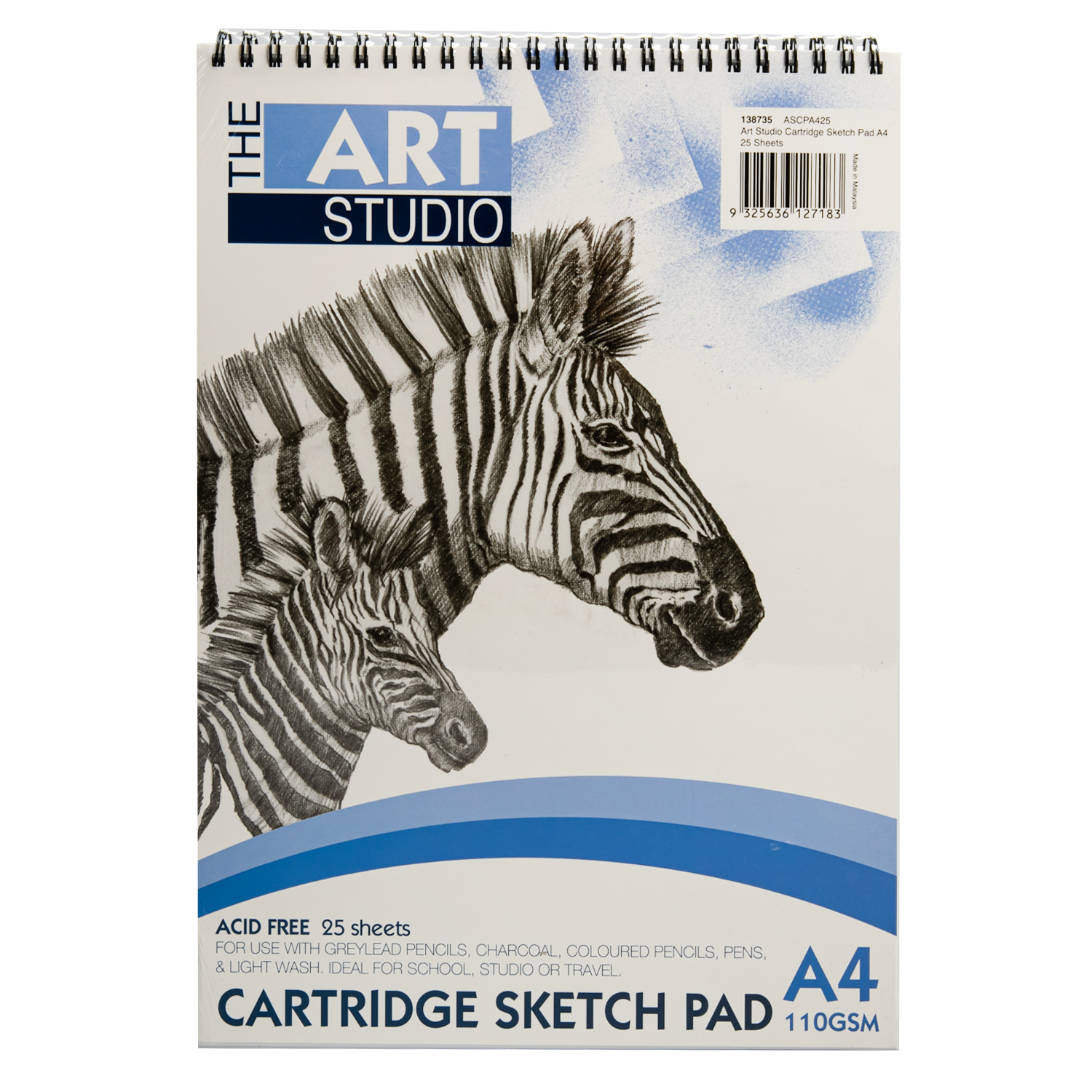 Image of The Art Studio A4 Cartridge 110gsm Sketch Pad 25 Sheets