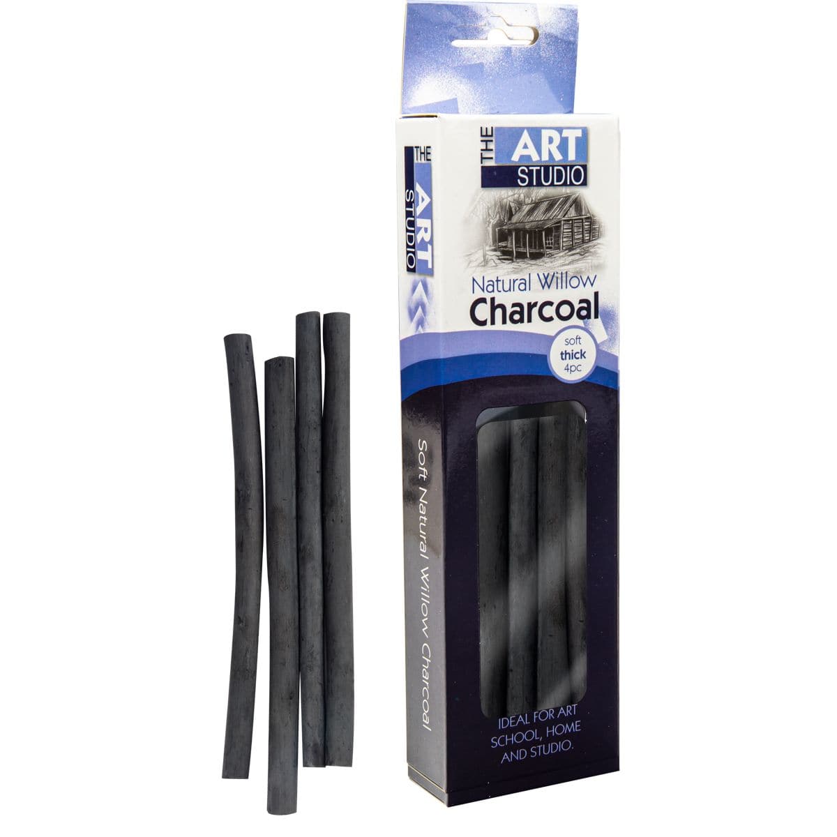 Image of The Art Studio Willow Charcoal Soft Thick 1/2 x 6 Inches 4 Pieces