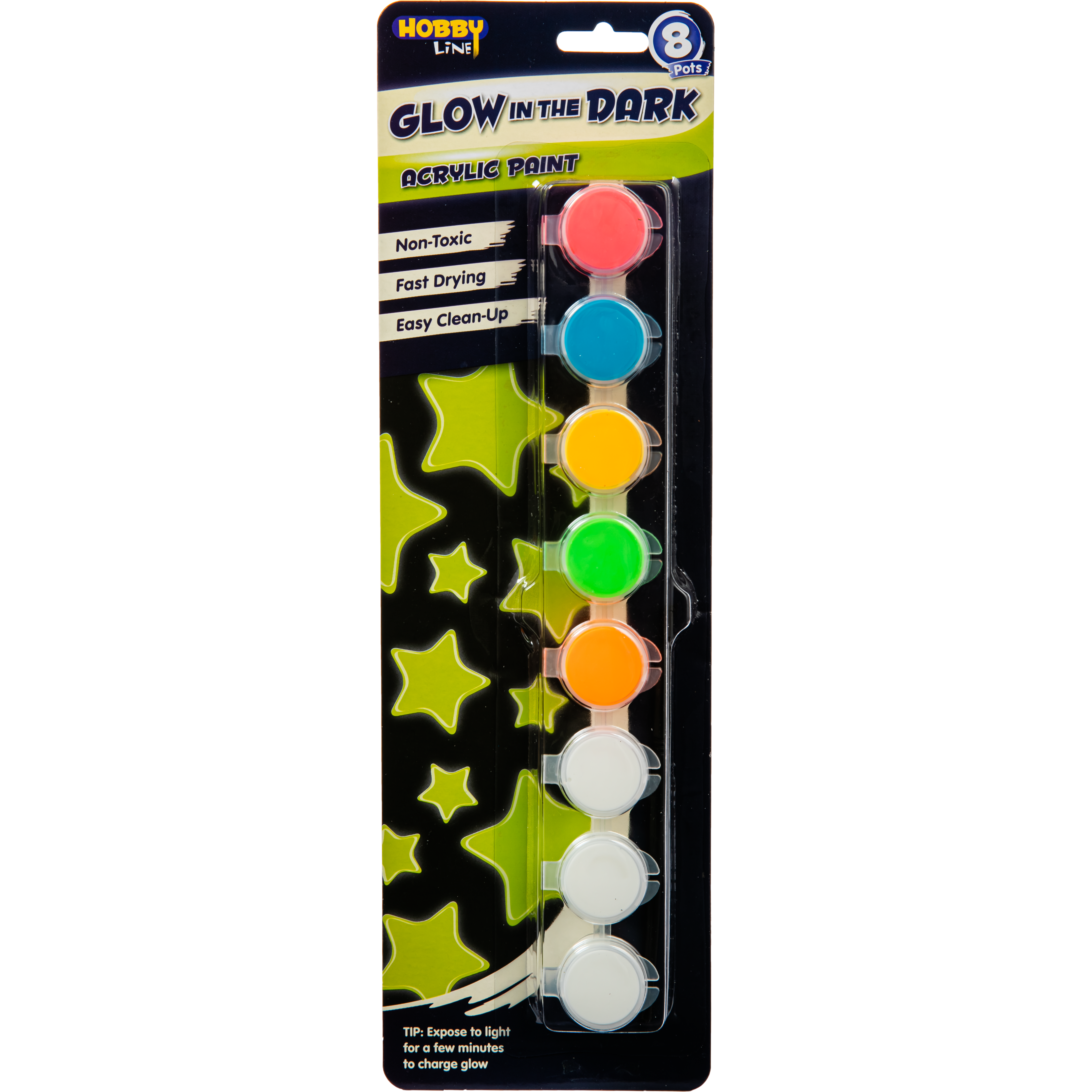 Image of Hobby Line Glow In The Dark Acrylic Paint 8 Pots