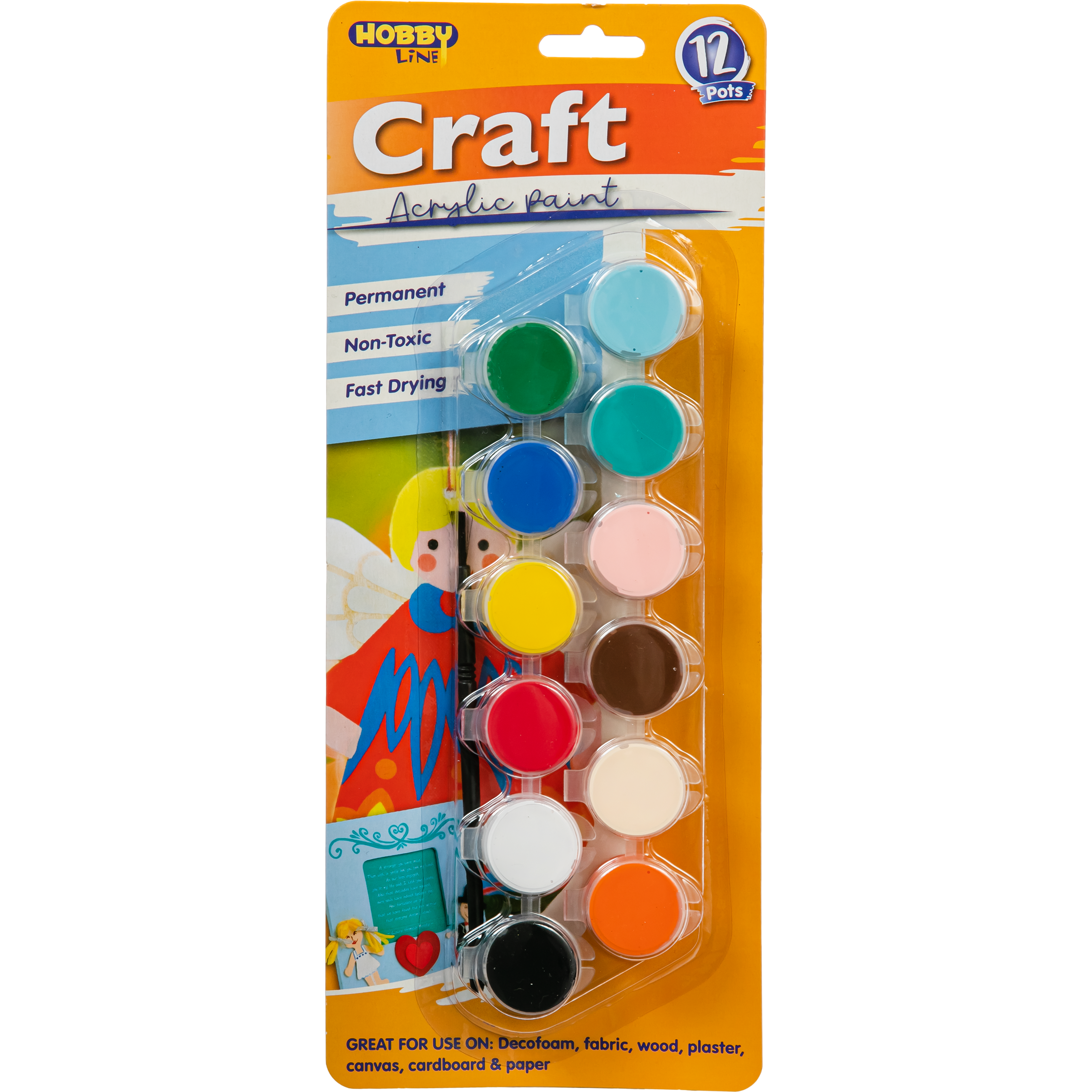 Image of Hobby Line Craft Acrylic Paint 12 Pots