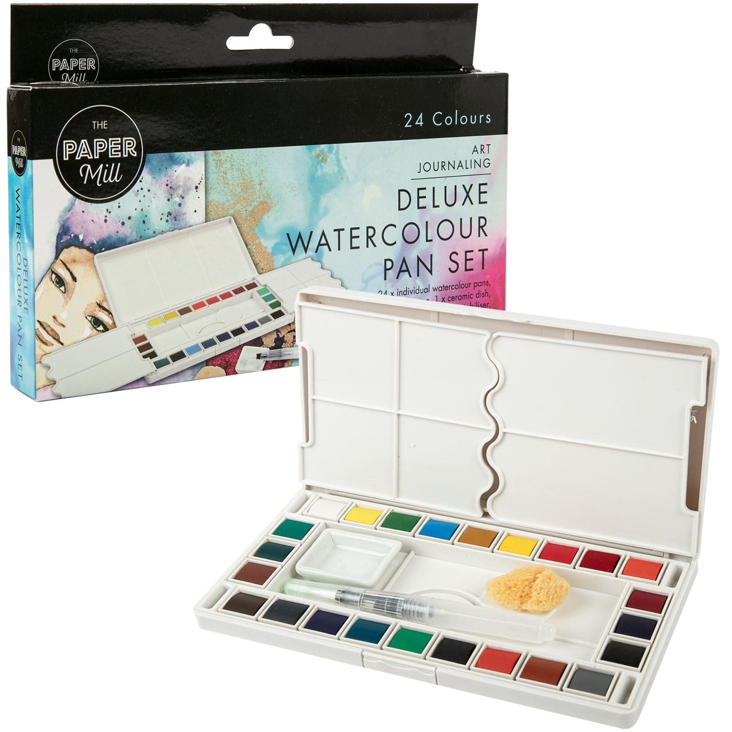 Image of The Paper Mill Deluxe Watercolour Pan Set Assorted Colours 29 Pieces