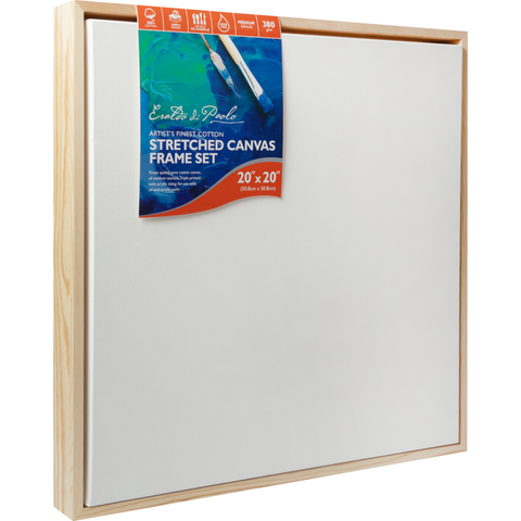 Combo Pack: Floater Frame + 32x32 inch Stretched Canvas for Painting,  1-3/8 Thick Frame + 3/4 Deep Stretched Canvas with 12 oz Primed 100%  Cotton