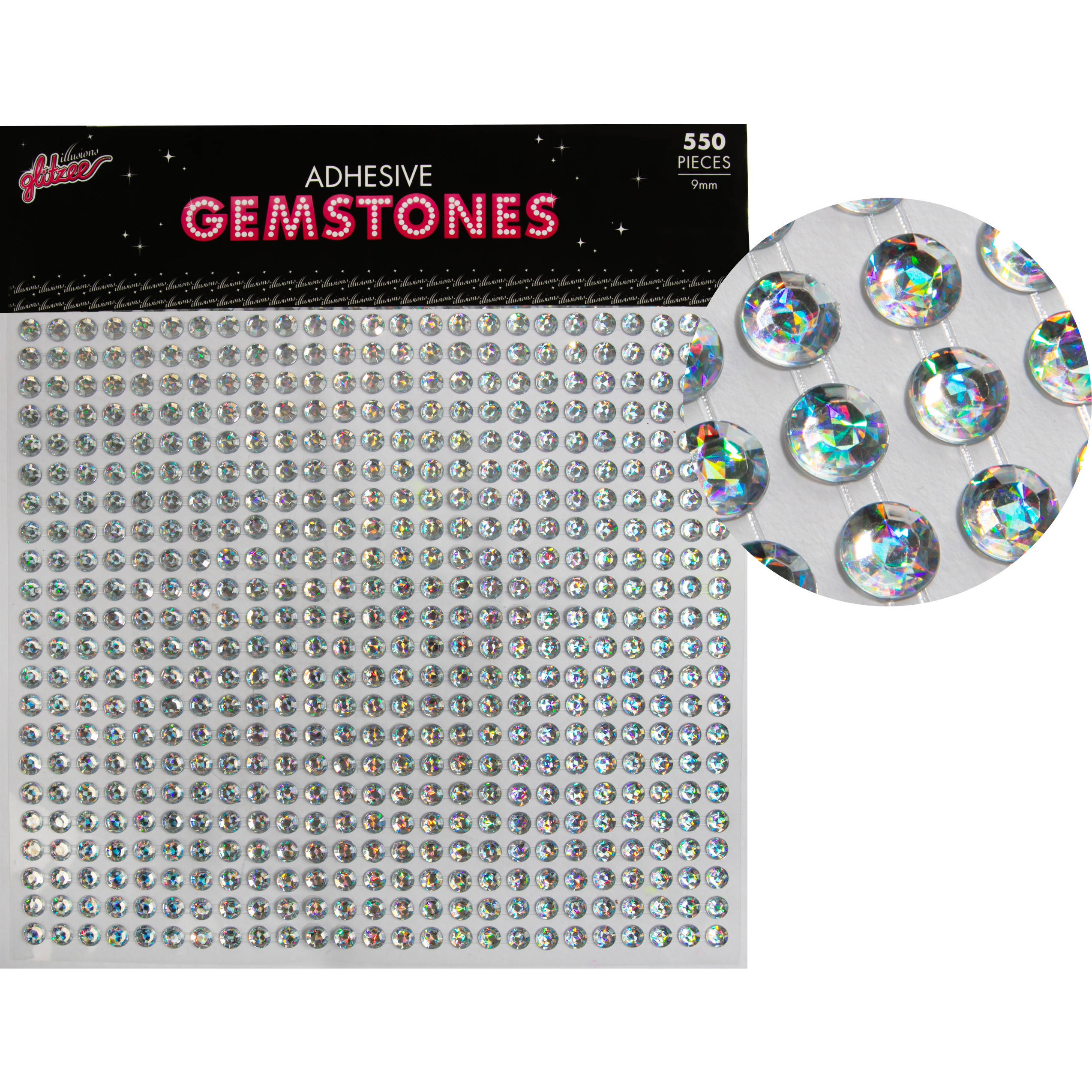 Image of Illusions Glitzee Clear Adhesive Gemstones 9mm (550 Pieces)