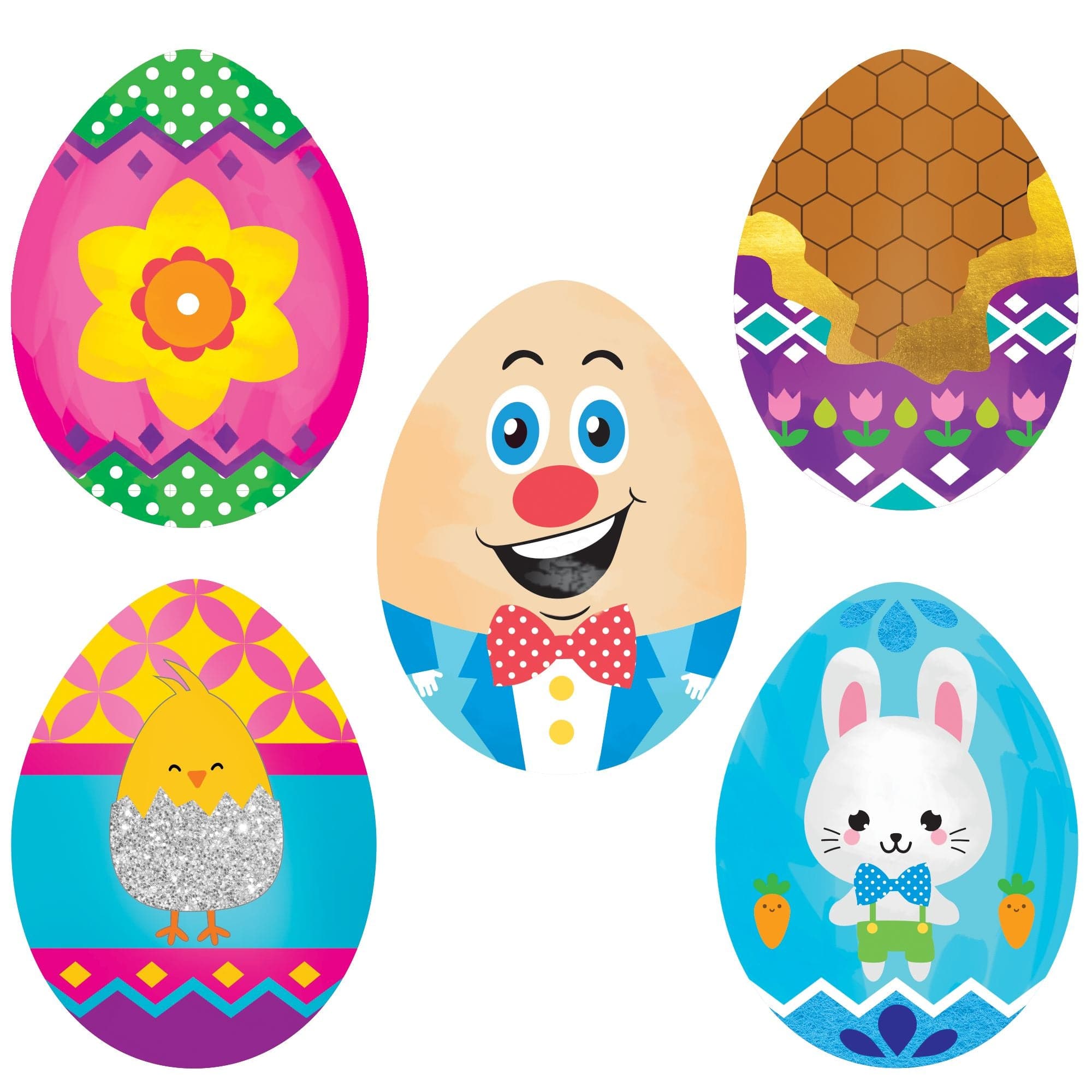 Image of Art Star Easter Printed Easter Egg Shapes 15pc