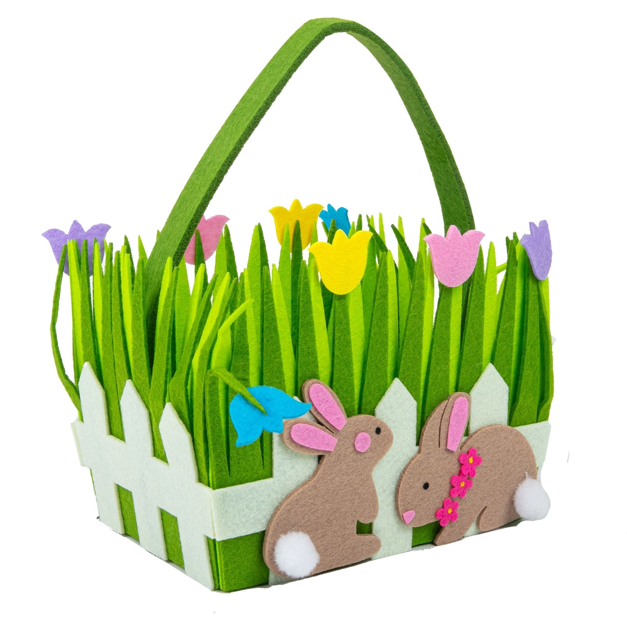 Image of Art Star Easter Felt Basket Grass with Bunnies