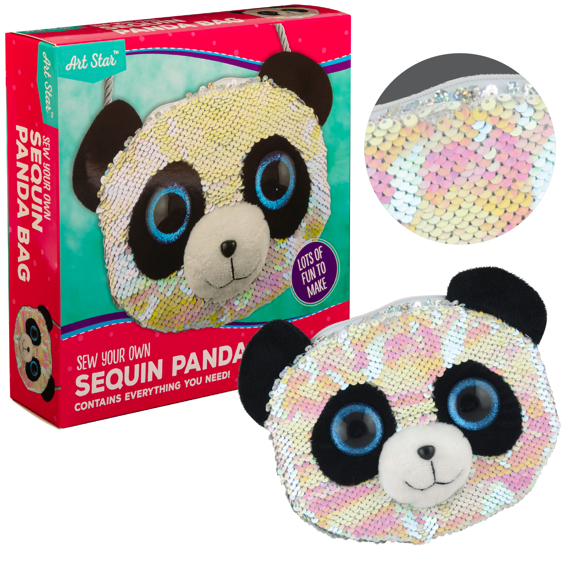 Image of Make Your Own Sequin Panda Bag Activity Kit