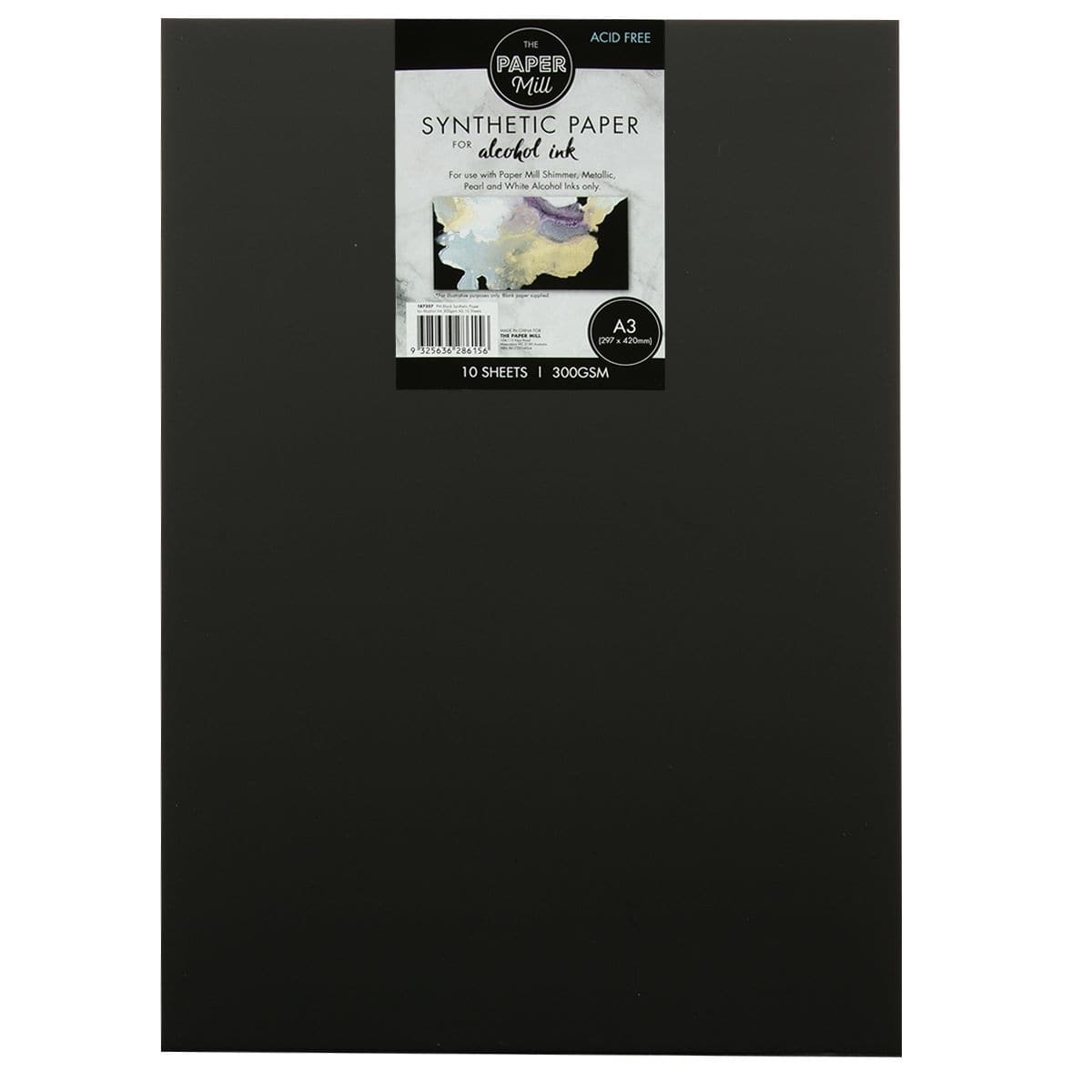 Image of The Paper Mill Black 300gsm Synthetic Paper for Alcohol Ink A3 10 Sheets