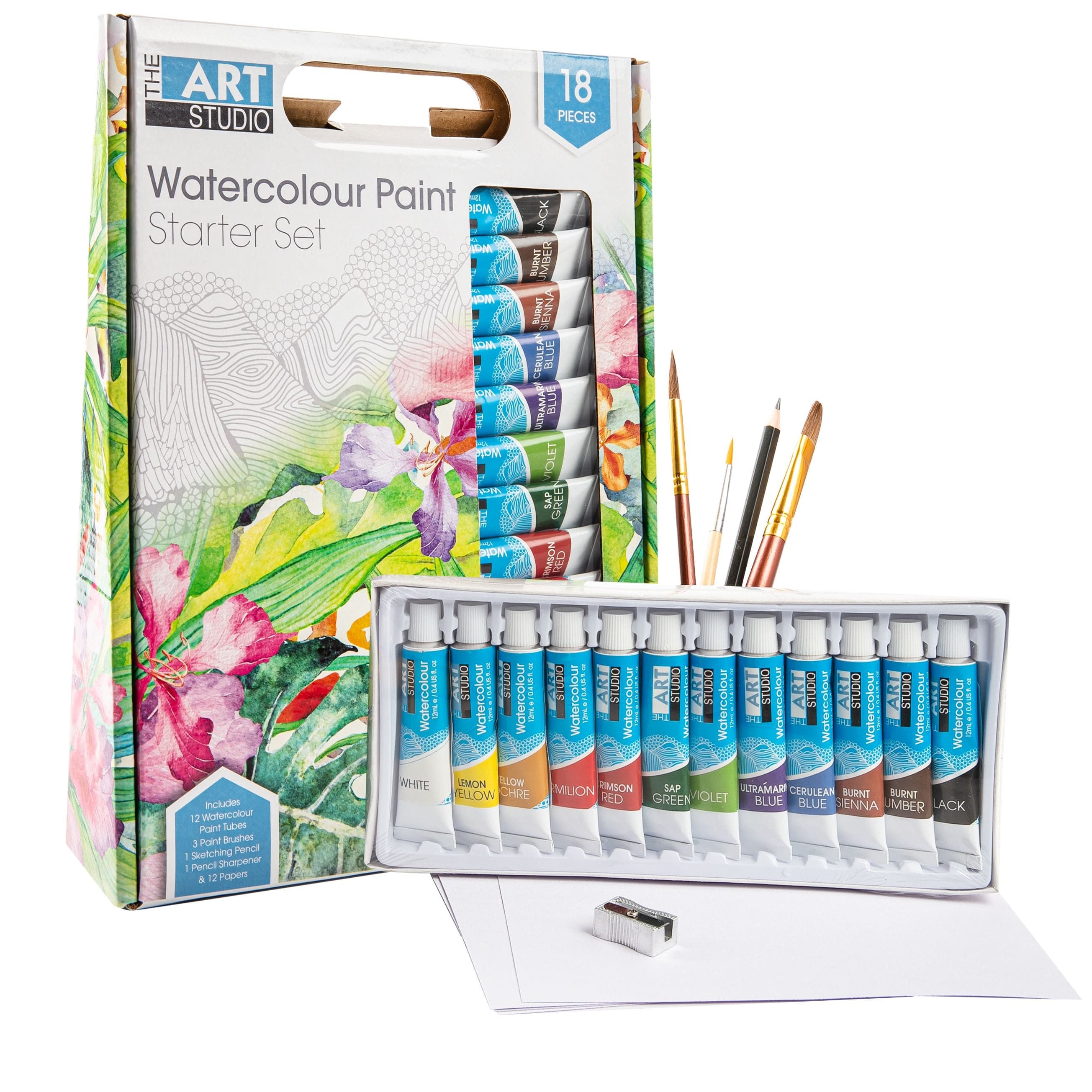 Image of The Art Studio Watercolour Paint Starter Set 18 Pieces