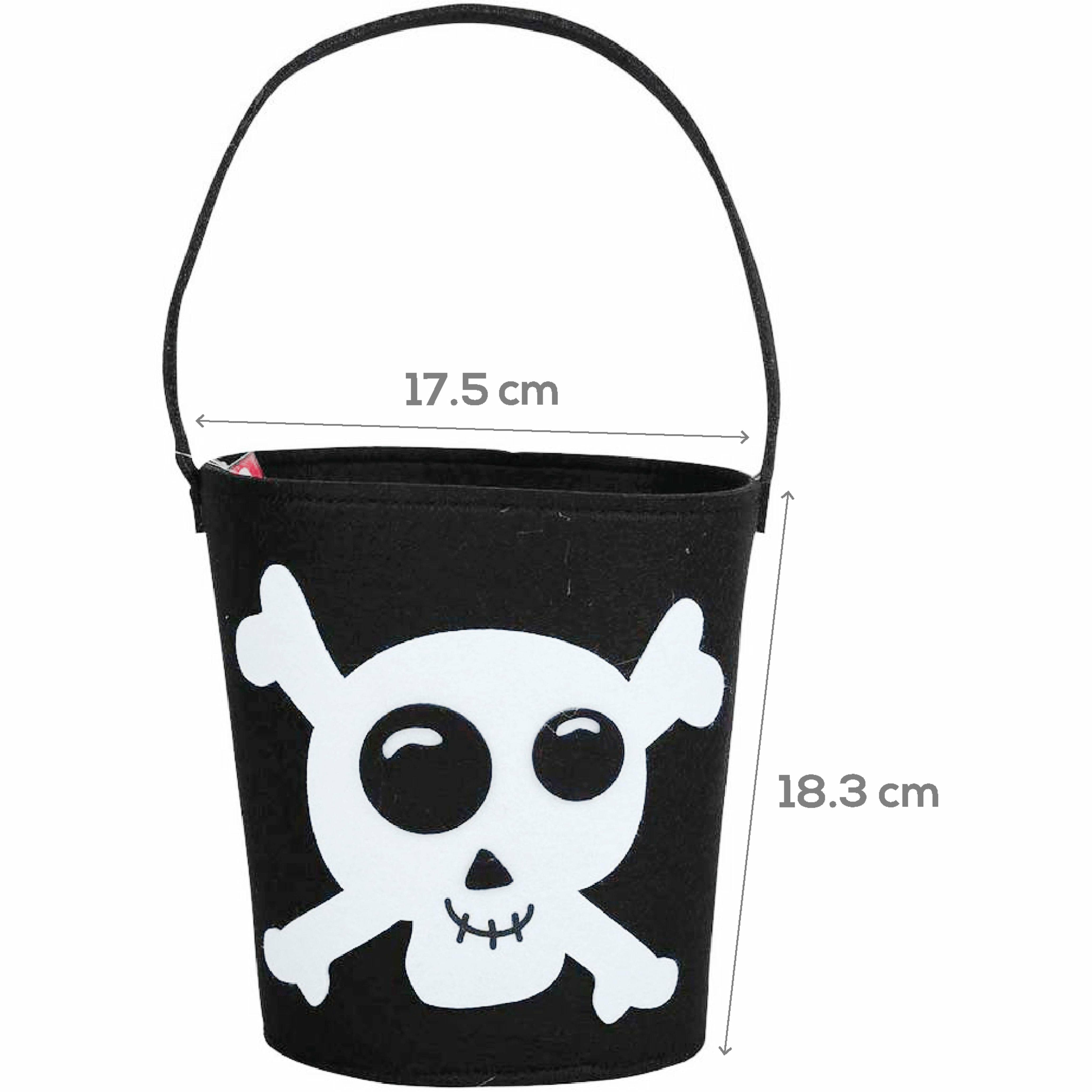 Image of Art Star Felt Skull & Crossbones Bucket 18 x 18cm