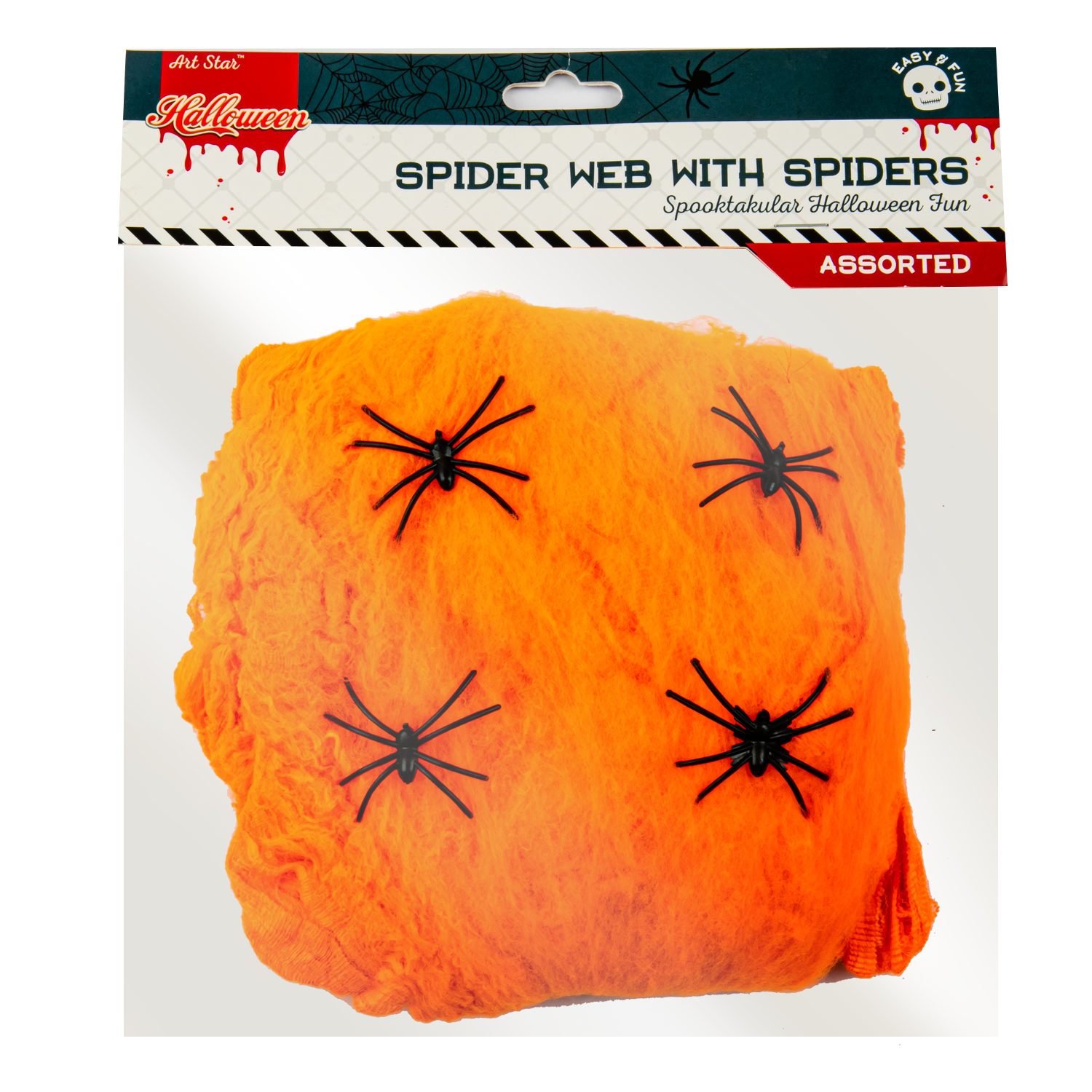 Image of Art Star Halloween Orange Spiders Web with Spiders