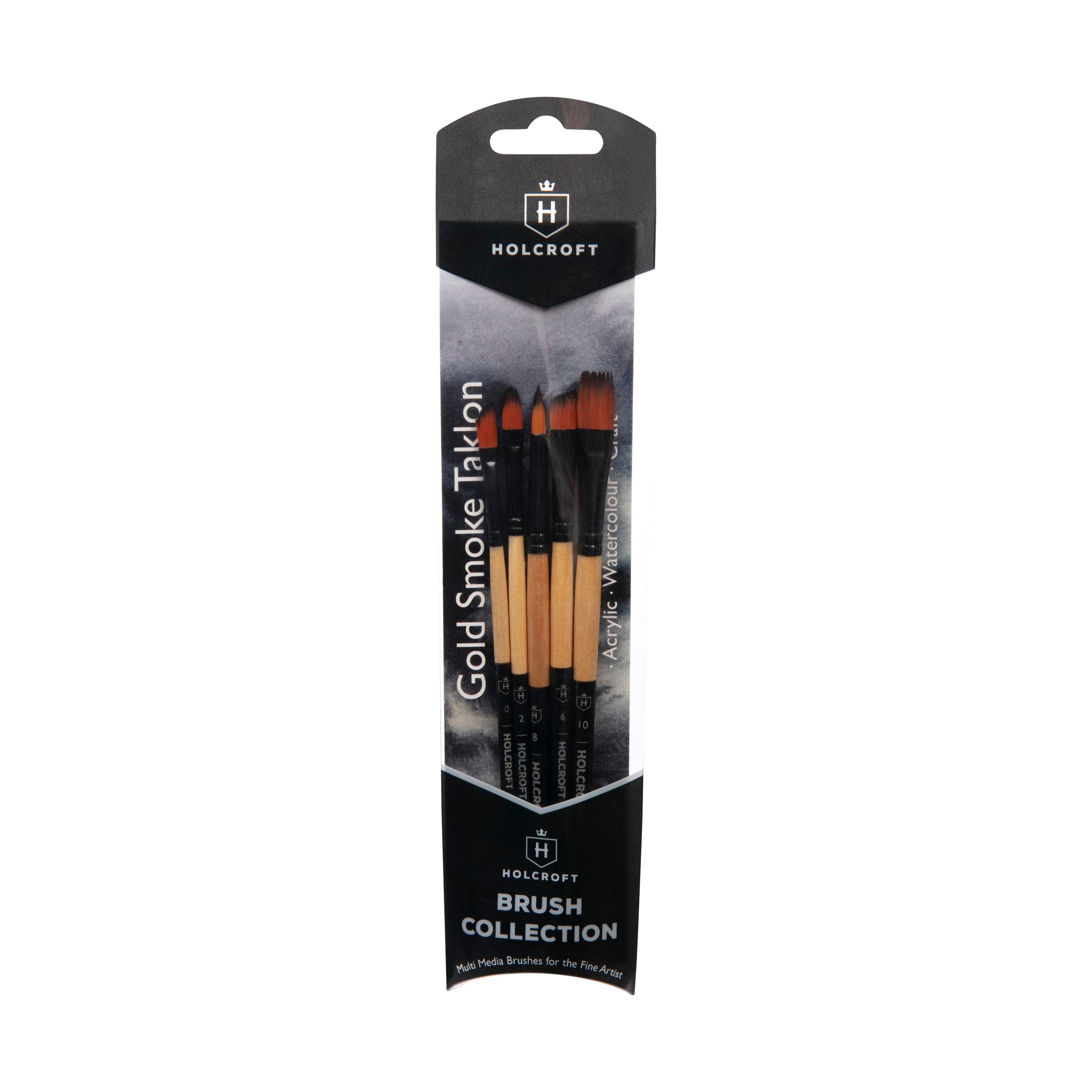 Image of Holcroft Taklon Multi Media Brushes Gold Smoke 5 Pack