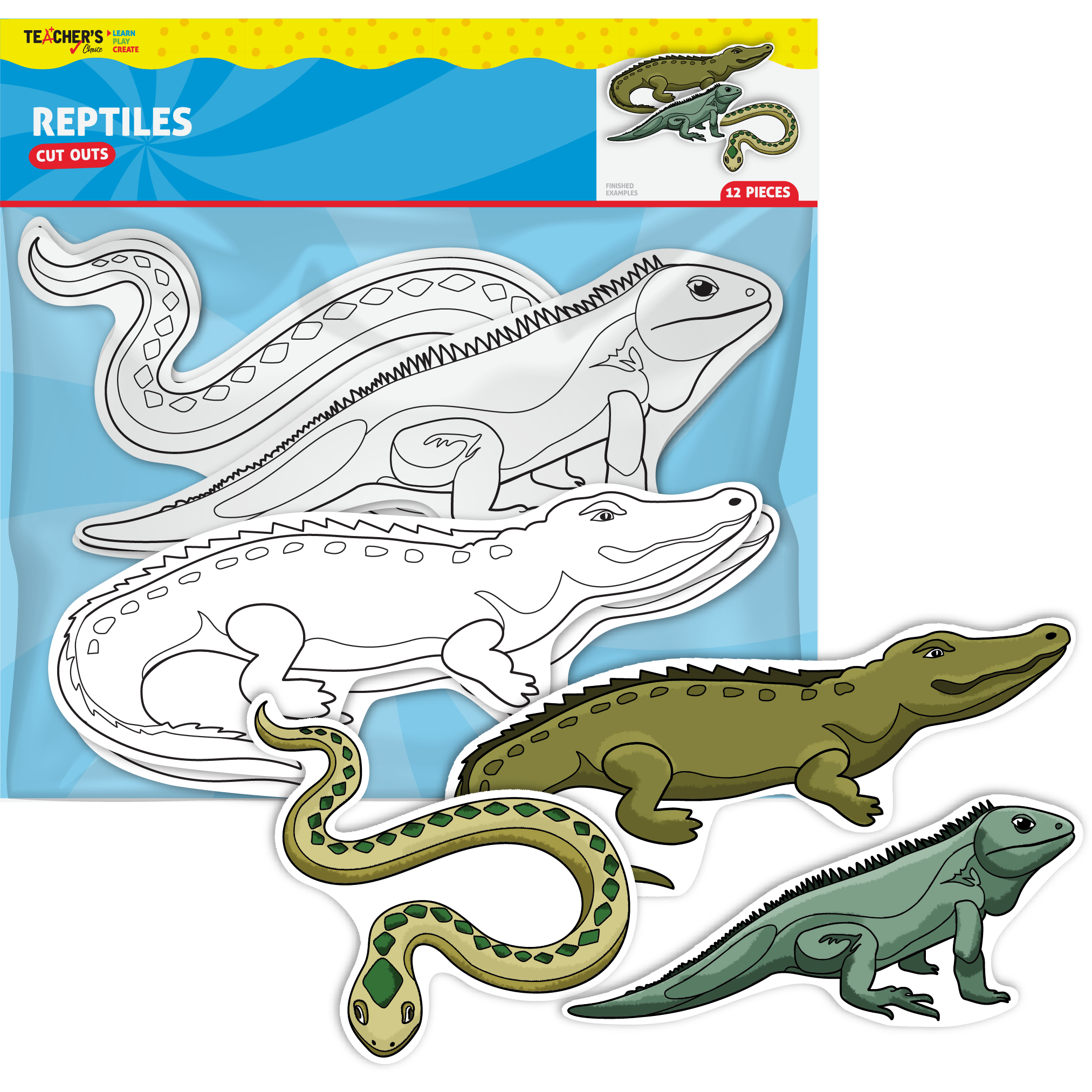 Image of Teachers Choice Paper Shapes Reptiles (12 Piece)