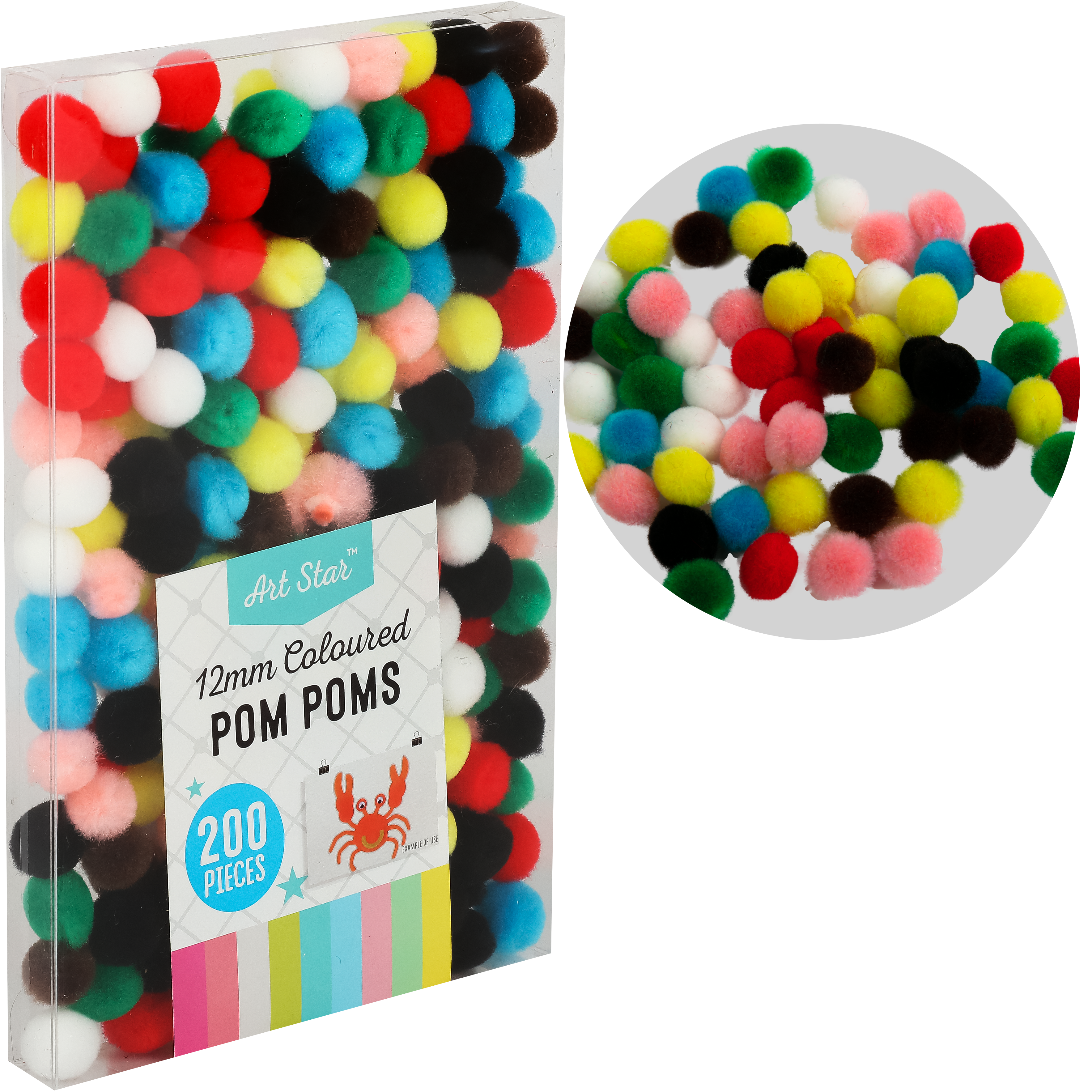 Image of Art Star 12mm Coloured Pom Poms (200 Pieces)