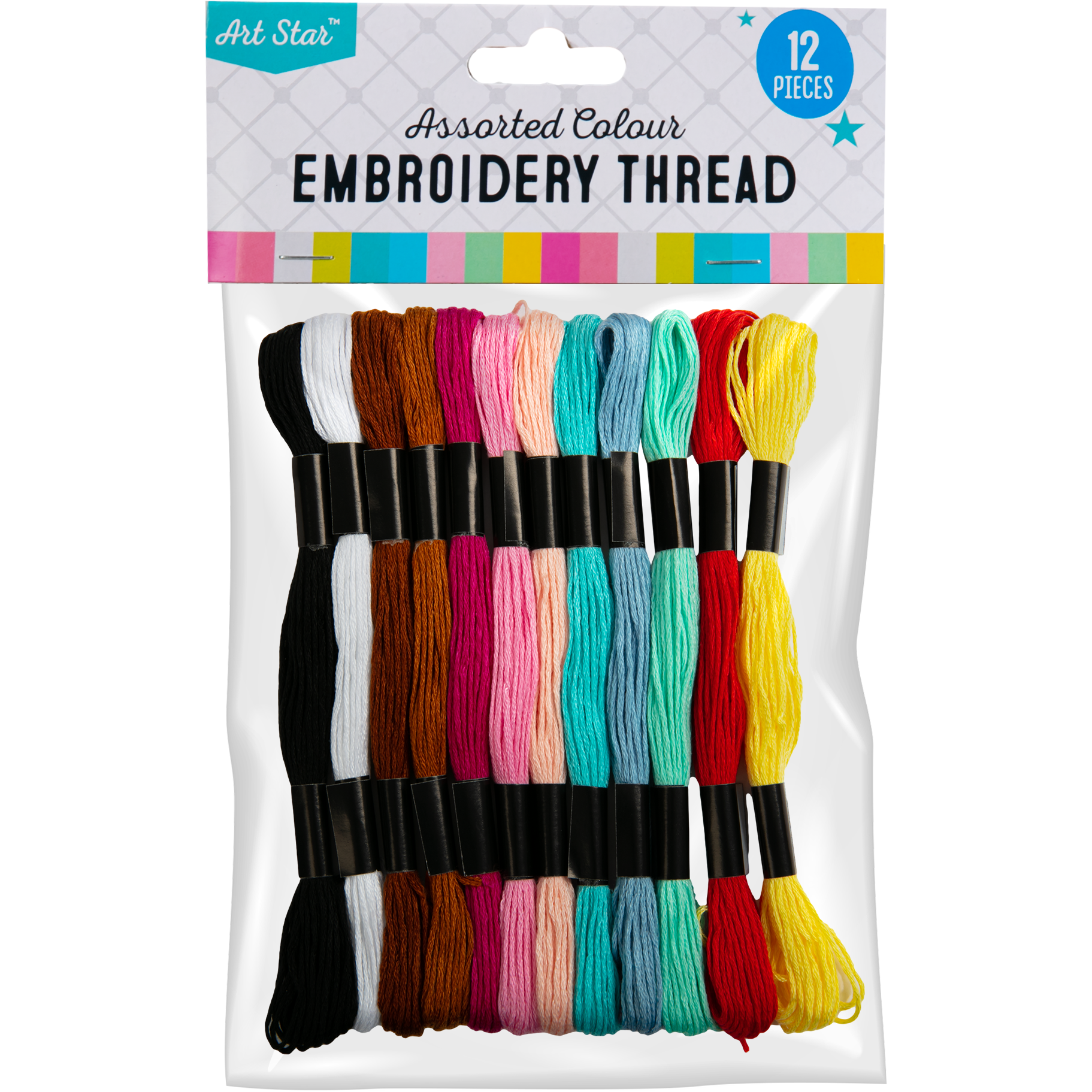 Image of Art Star Embroidery Thread Assorted Colours 12 Pieces