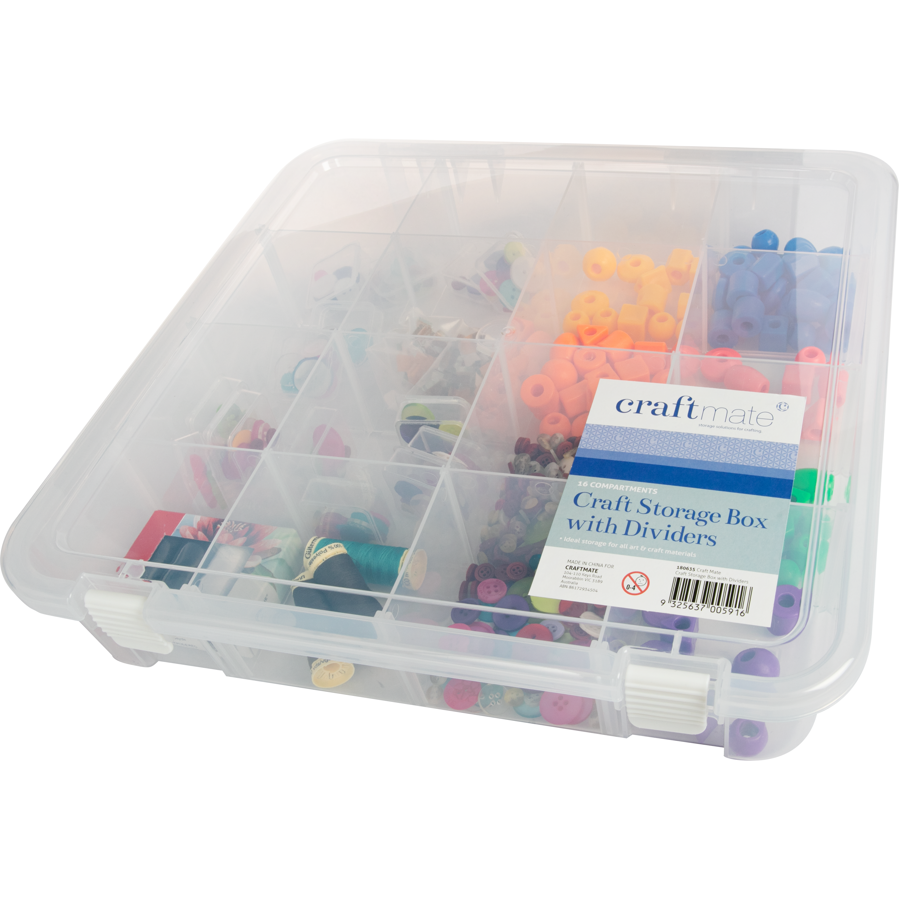 Image of Craft Storage Box with Dividers 35.5x35.5x8.5cm