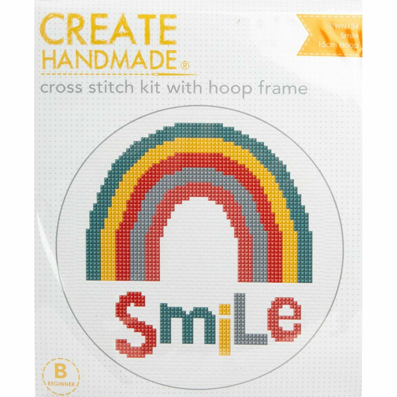 Image of Creative Hoops Smile Cross Stitch Kit with 15cm Hoop Frame