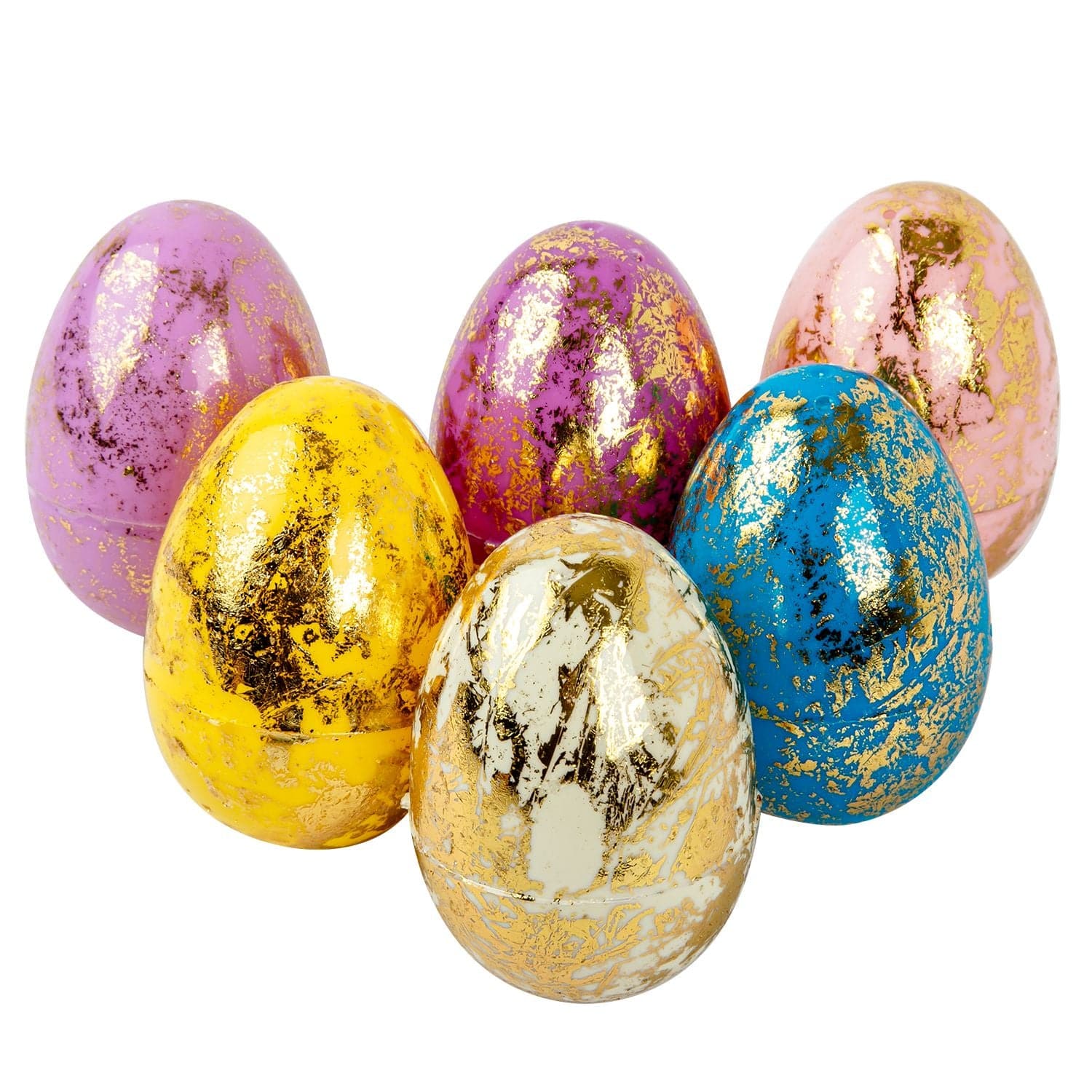 Image of Easter Gold Foil Fillable Plastic Eggs 6pk Assorted Colours