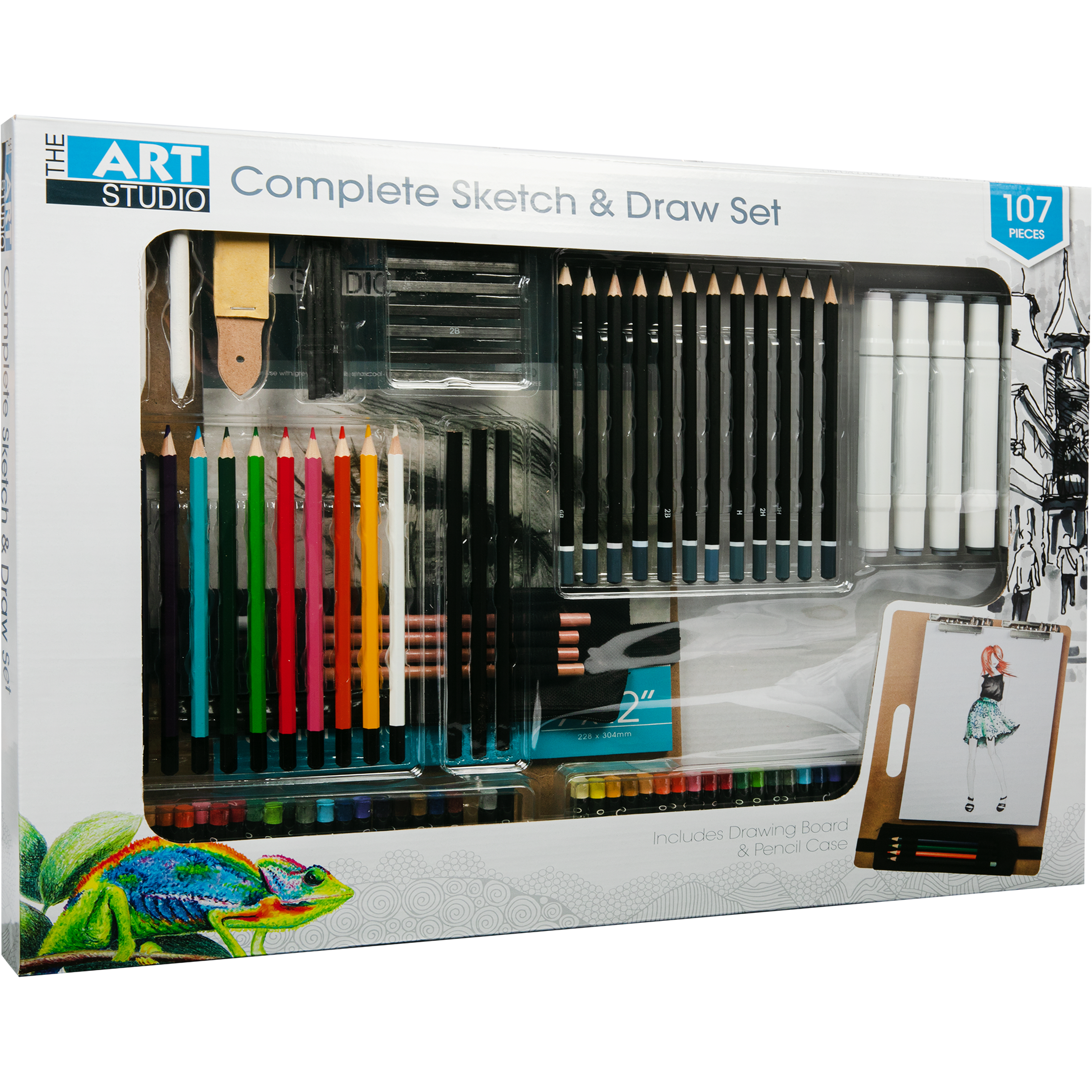 Image of The Art Studio Complete Sketching and Drawing Set 107 pieces