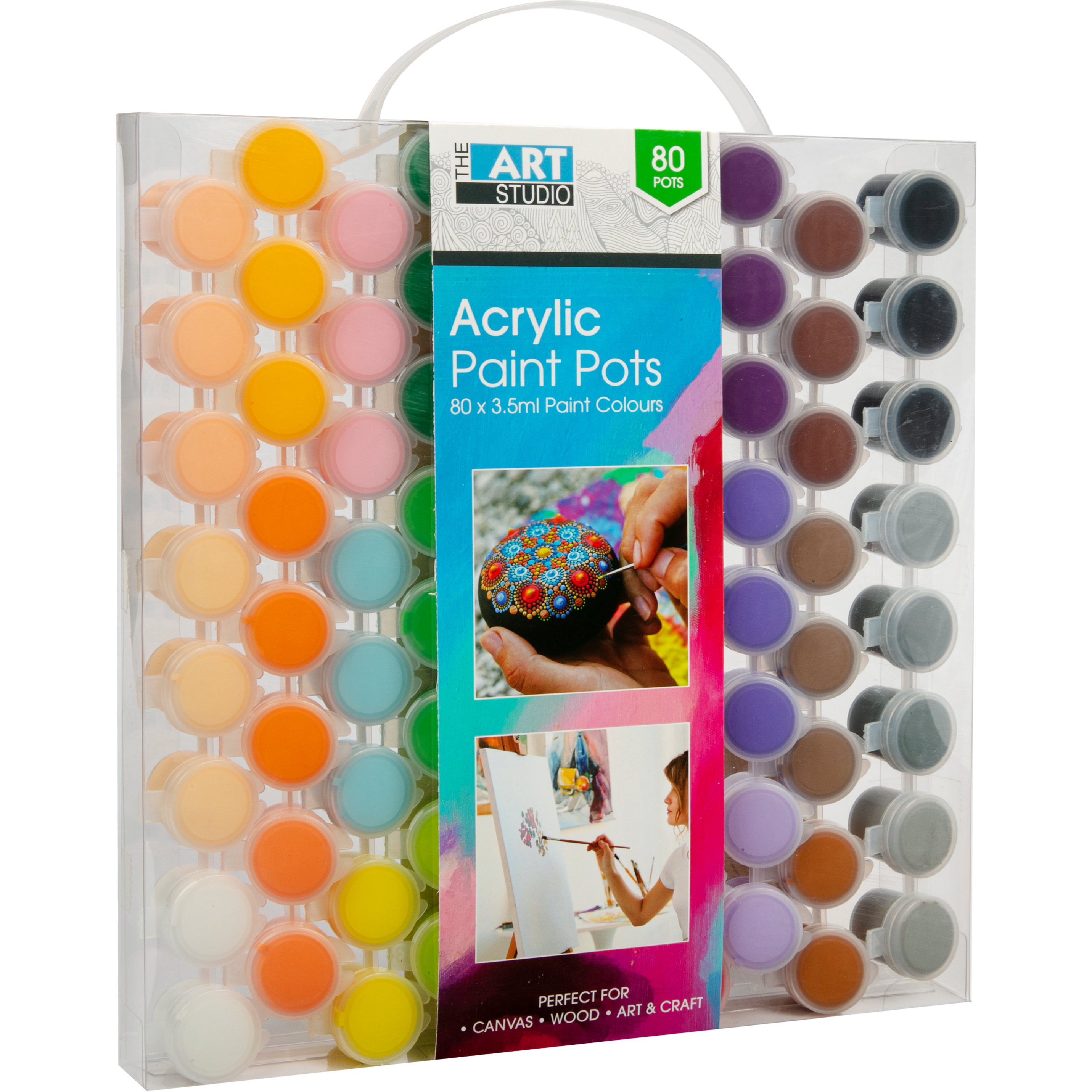 Image of The Art Studio Mini Acrylic Paint Pots 8 Assorted Colours x 3.5ml