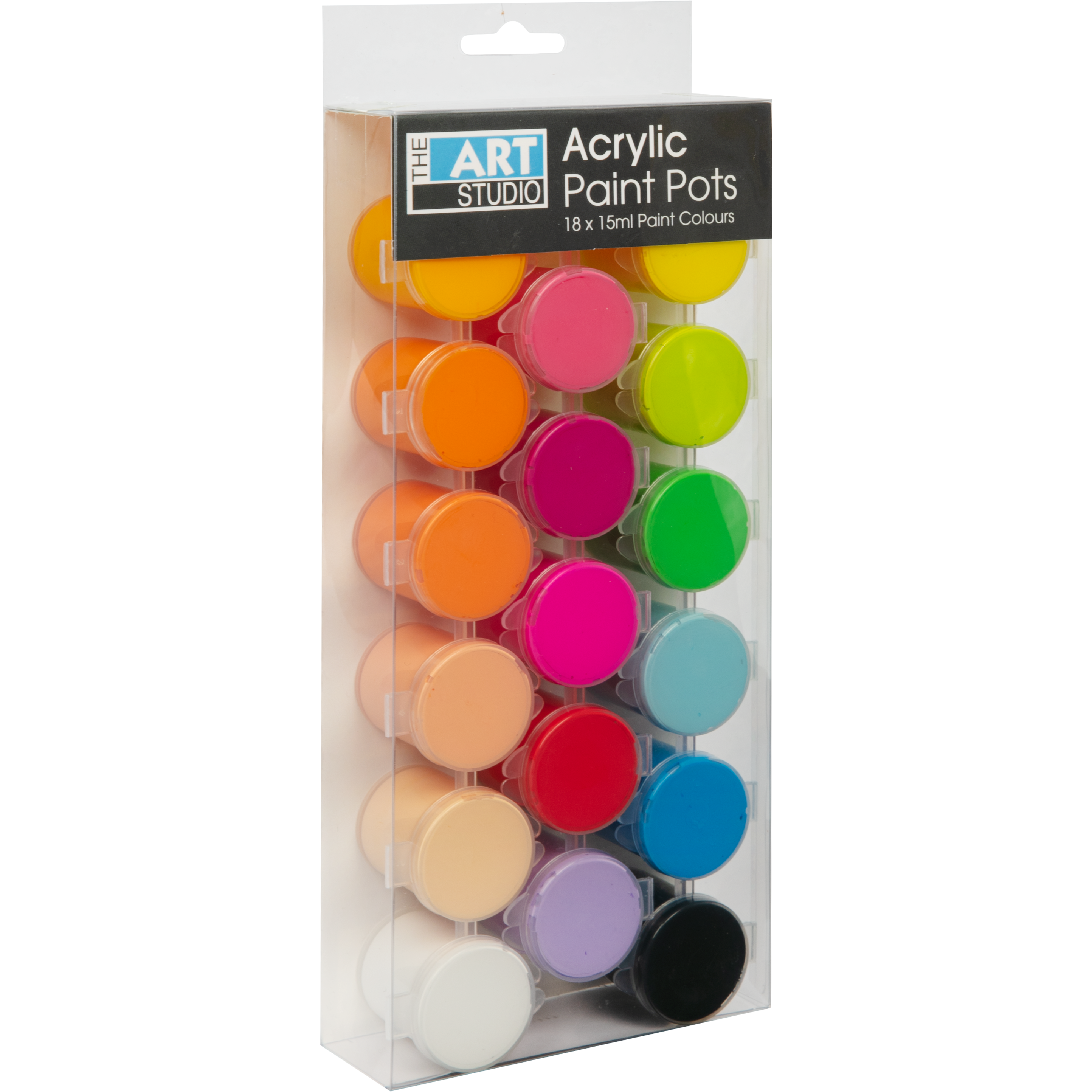 Image of The Art Studio Mini Acrylic Paint Pots 18 Assorted Colours x 15ml