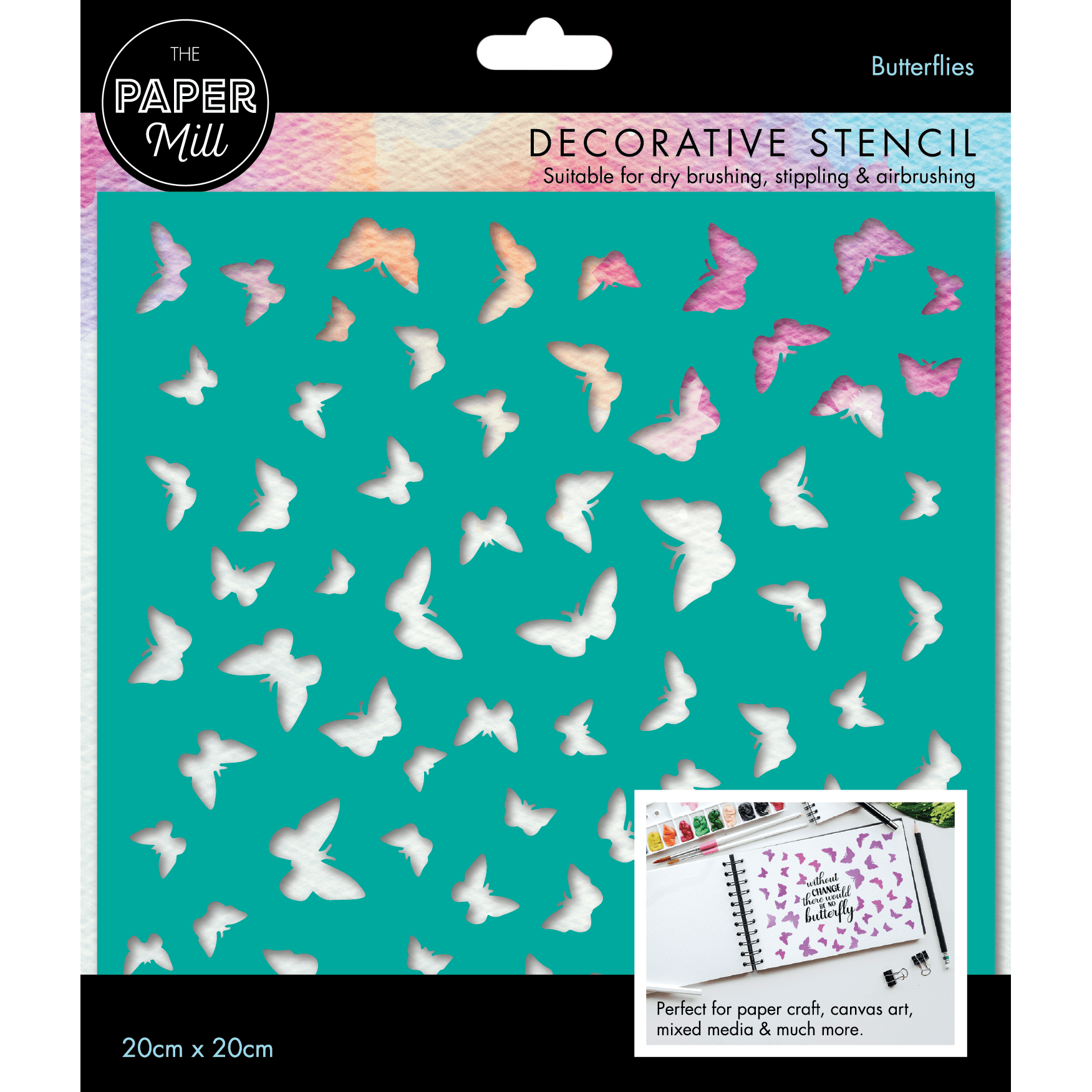 Image of The Paper Mill Decorative Stencil-Butterflies 20x20cm